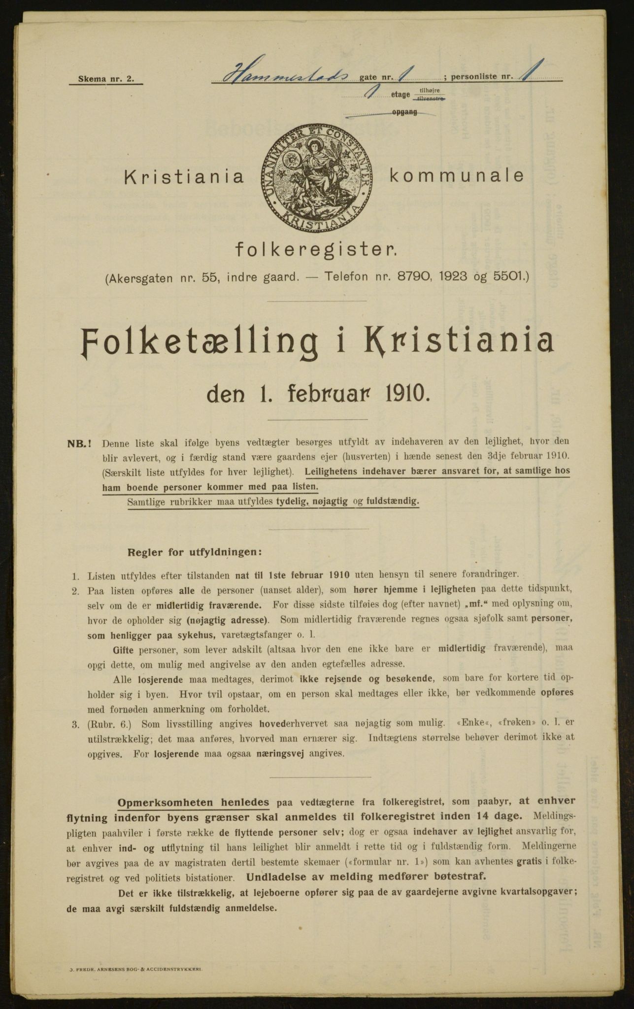 OBA, Municipal Census 1910 for Kristiania, 1910, p. 32383