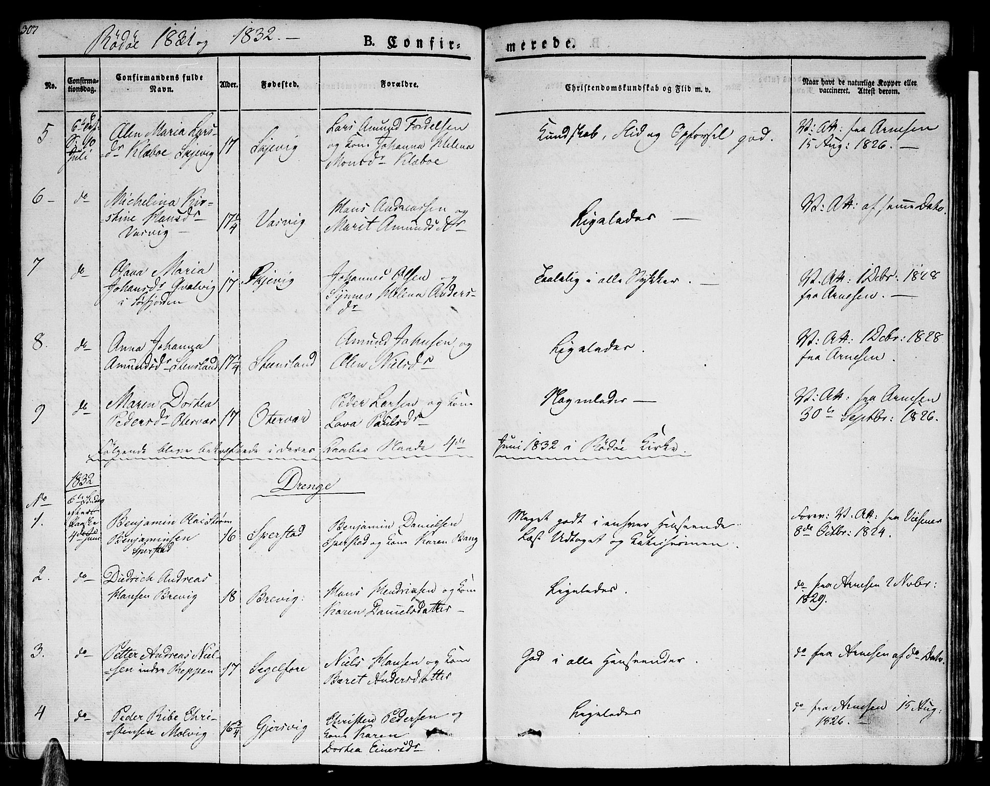 Ministerialprotokoller, klokkerbøker og fødselsregistre - Nordland, SAT/A-1459/841/L0598: Parish register (official) no. 841A06 /1, 1825-1844, p. 307