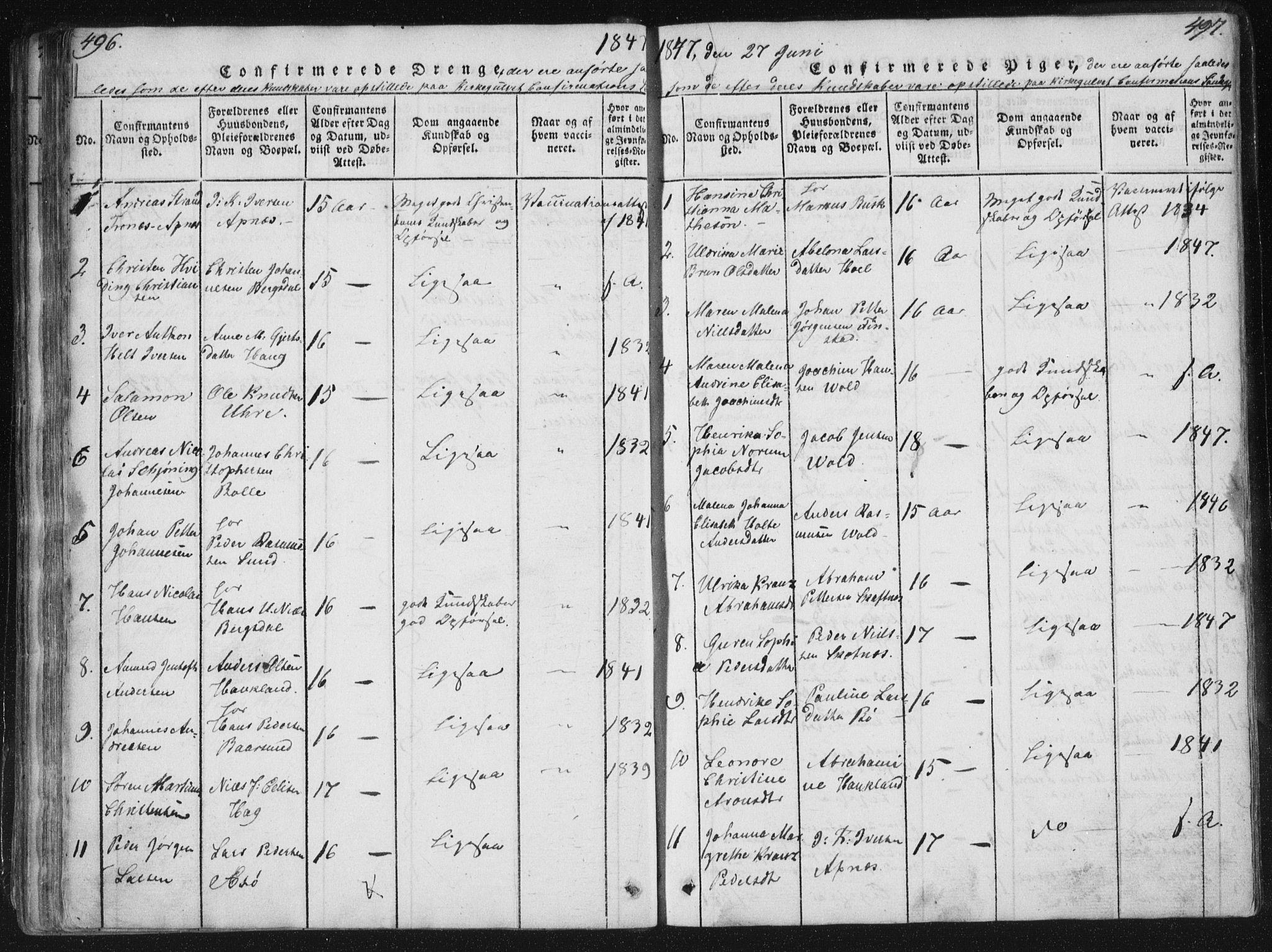 Ministerialprotokoller, klokkerbøker og fødselsregistre - Nordland, SAT/A-1459/881/L1164: Parish register (copy) no. 881C01, 1818-1853, p. 496-497
