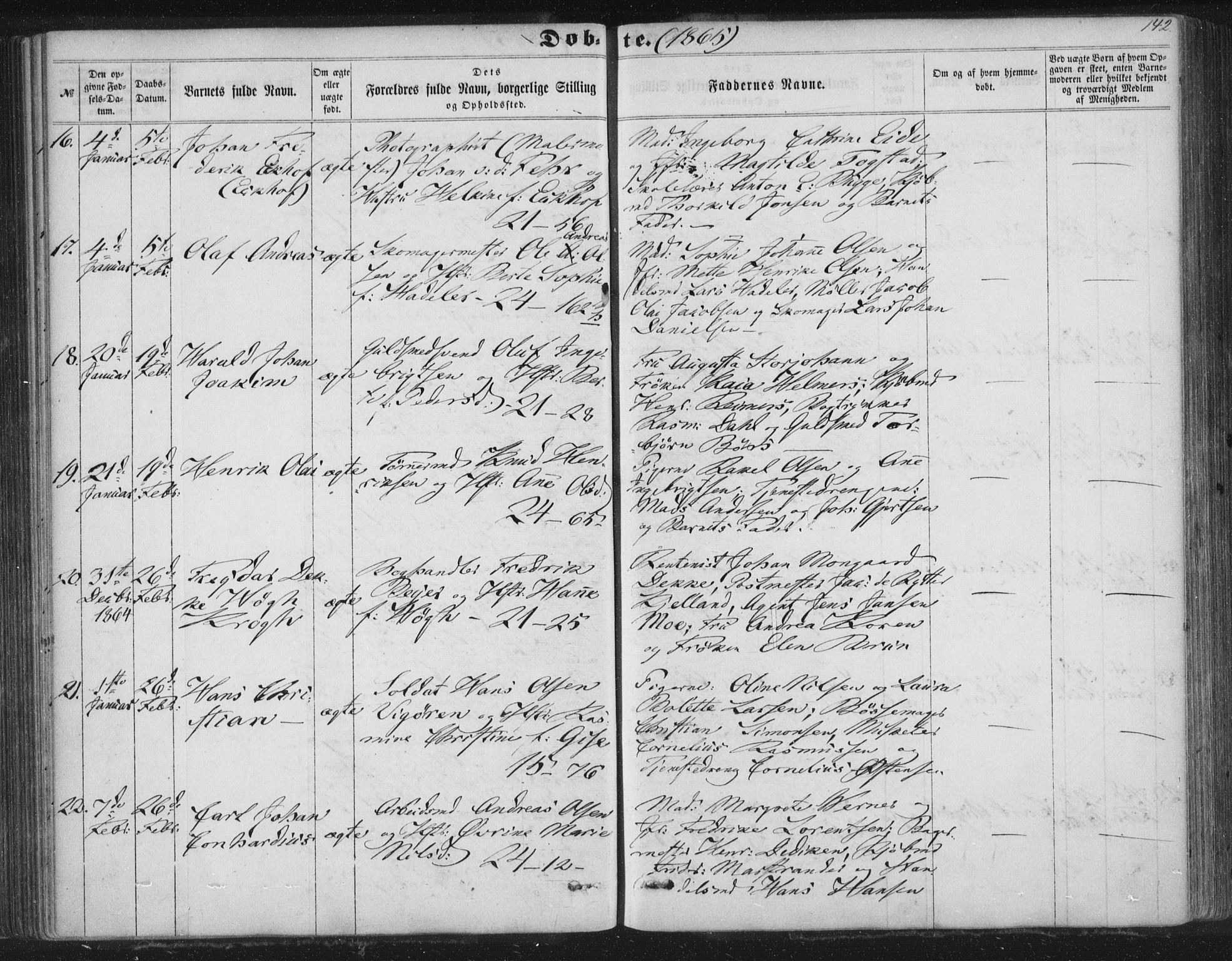 Korskirken sokneprestembete, SAB/A-76101/H/Haa/L0018: Parish register (official) no. B 4, 1857-1866, p. 142