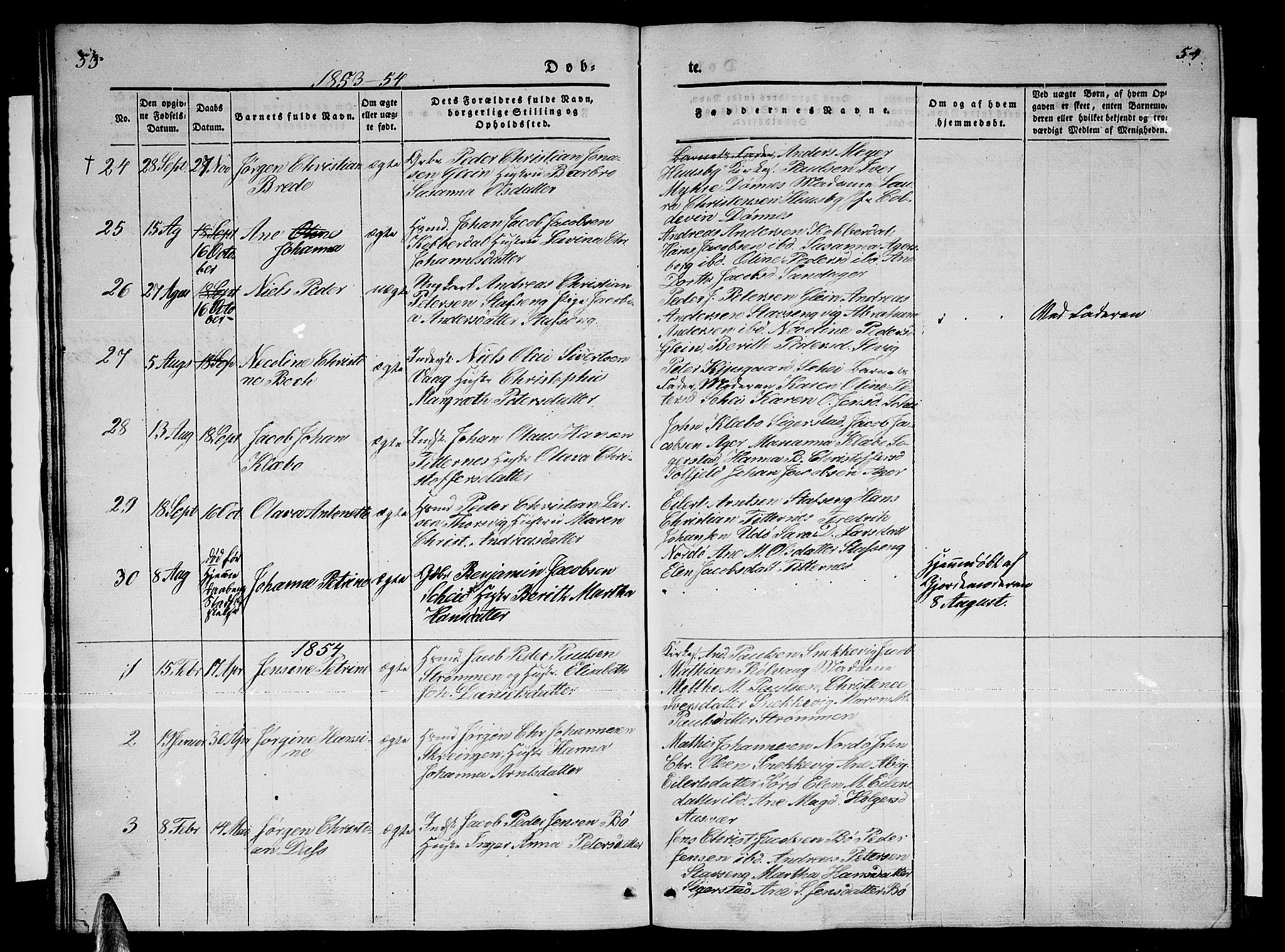 Ministerialprotokoller, klokkerbøker og fødselsregistre - Nordland, SAT/A-1459/835/L0530: Parish register (copy) no. 835C02, 1842-1865, p. 53-54