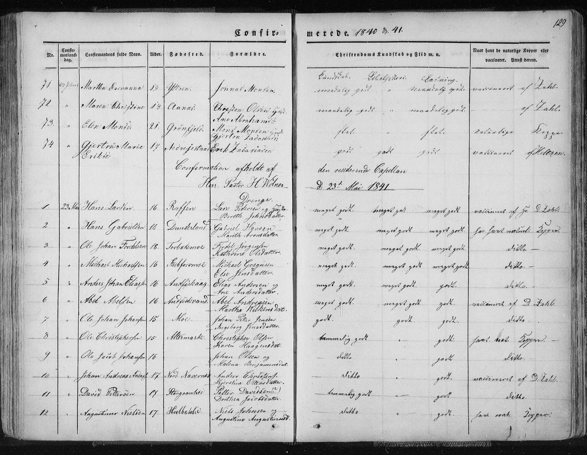 Ministerialprotokoller, klokkerbøker og fødselsregistre - Nordland, SAT/A-1459/827/L0390: Parish register (official) no. 827A02, 1826-1841, p. 129