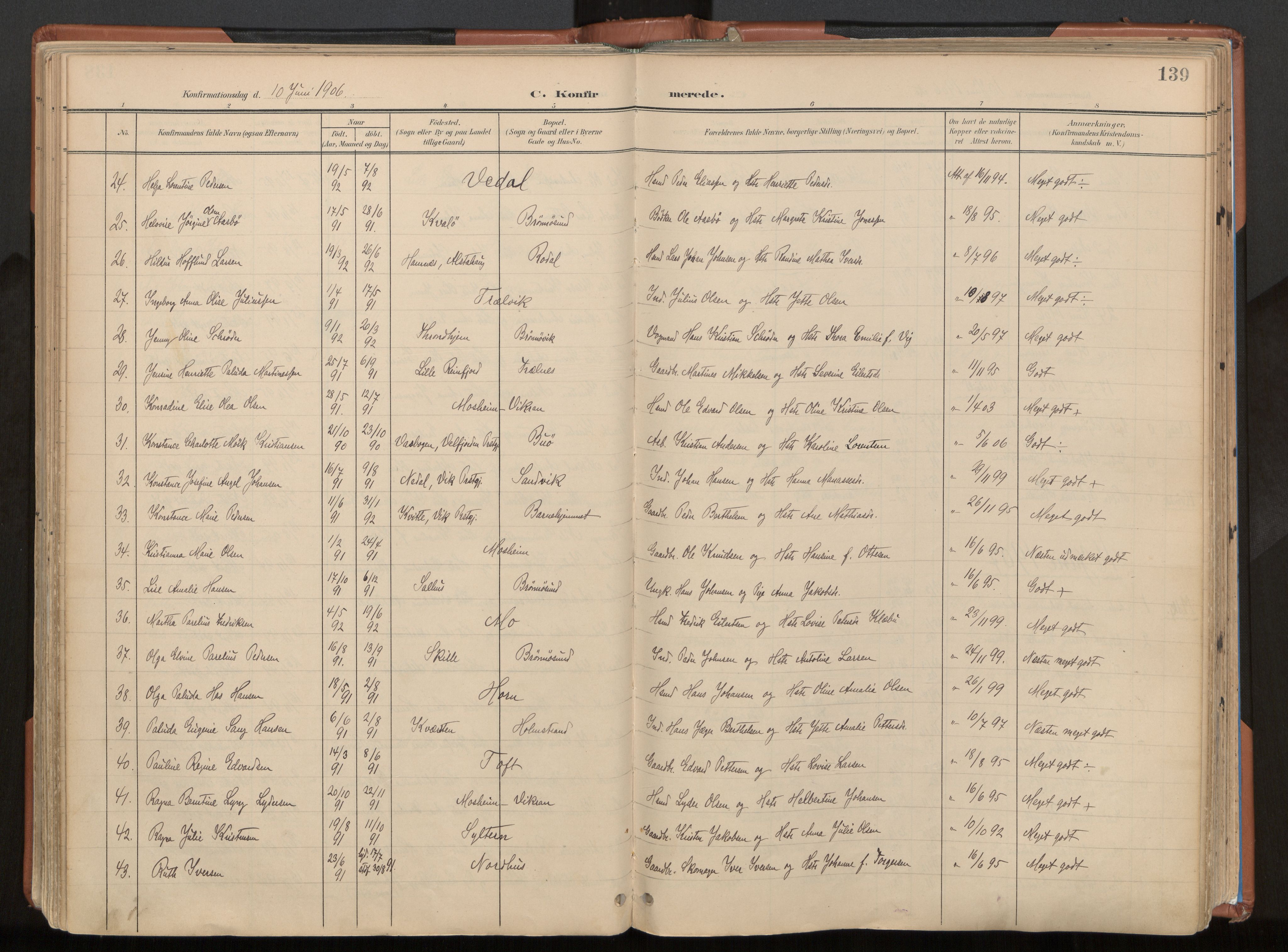Ministerialprotokoller, klokkerbøker og fødselsregistre - Nordland, SAT/A-1459/813/L0201: Parish register (official) no. 813A11, 1901-1918, p. 139
