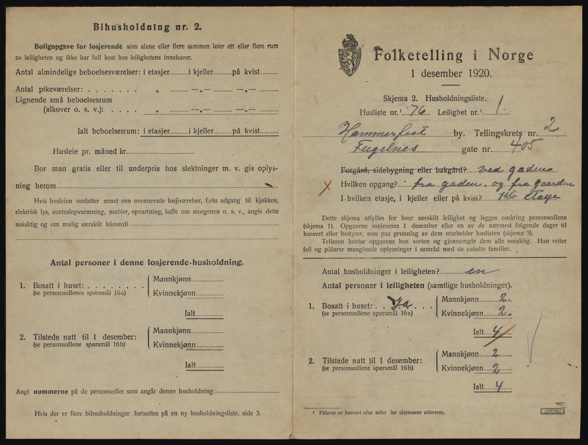 SATØ, 1920 census for Hammerfest, 1920, p. 2084