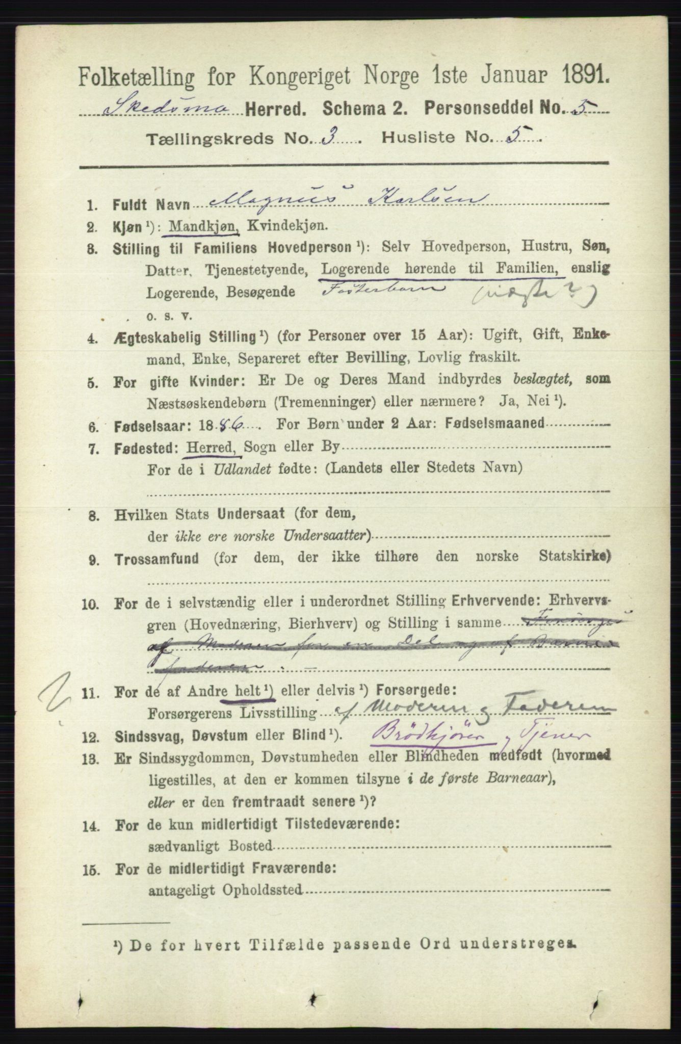 RA, 1891 census for 0231 Skedsmo, 1891, p. 1333