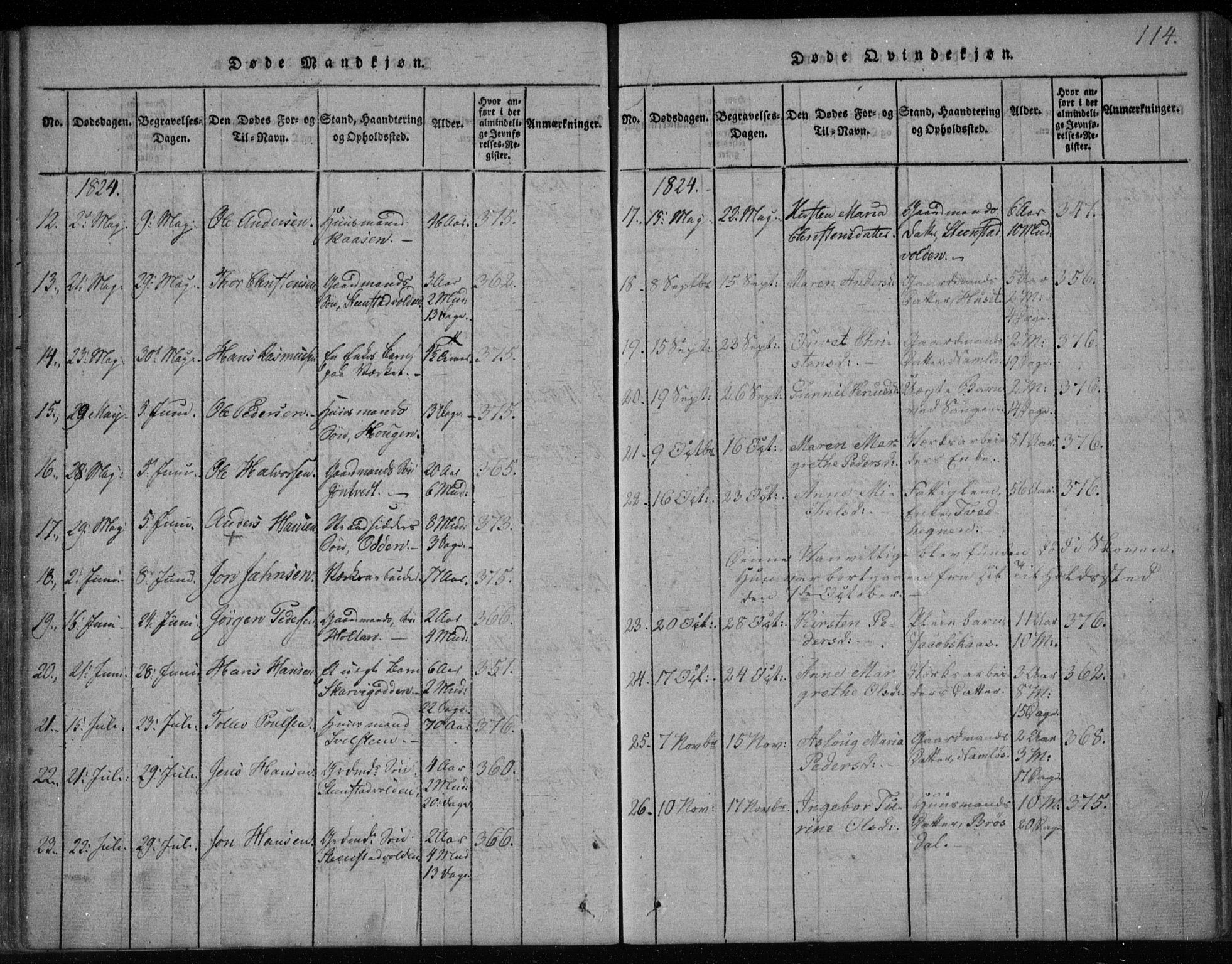 Holla kirkebøker, SAKO/A-272/F/Fa/L0003: Parish register (official) no. 3, 1815-1830, p. 114