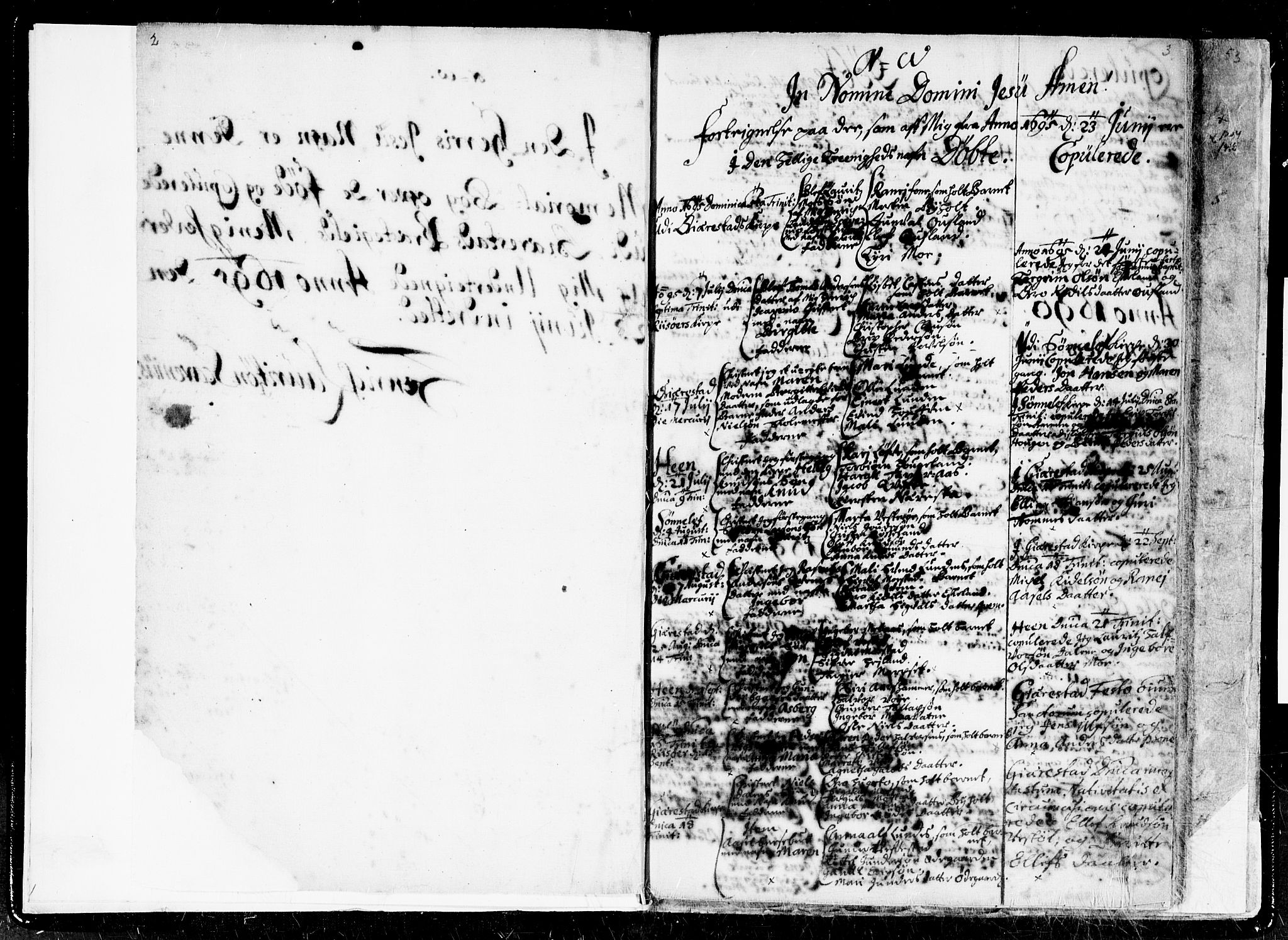 Gjerstad sokneprestkontor, SAK/1111-0014/F/Fa/Faa/L0001: Parish register (official) no. A 1, 1695-1717, p. 2-3