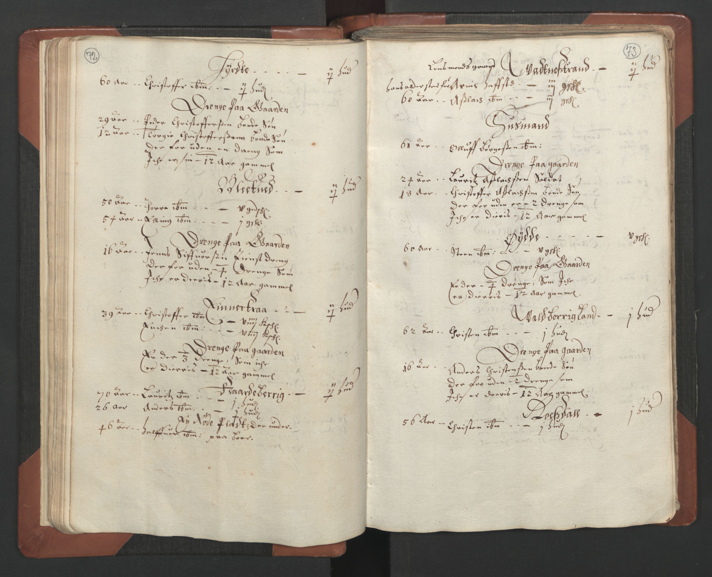 RA, Bailiff's Census 1664-1666, no. 7: Nedenes fogderi, 1664-1666, p. 72-73