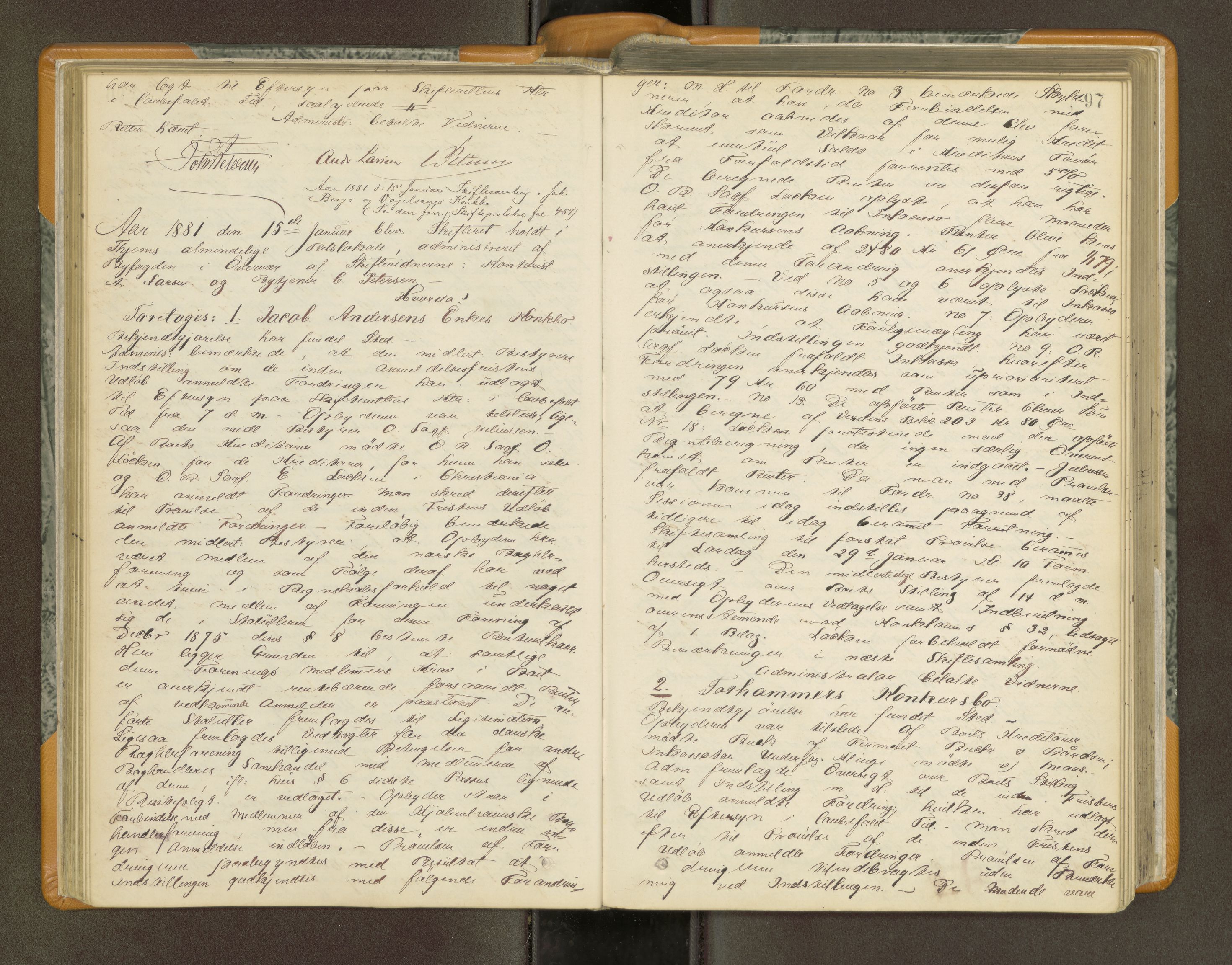 Trondheim byfogd, AV/SAT-A-0003/1/3/3B/L0009: Skiftebehandlingsprotokoll (u/ register) U, 1879-1884, p. 97