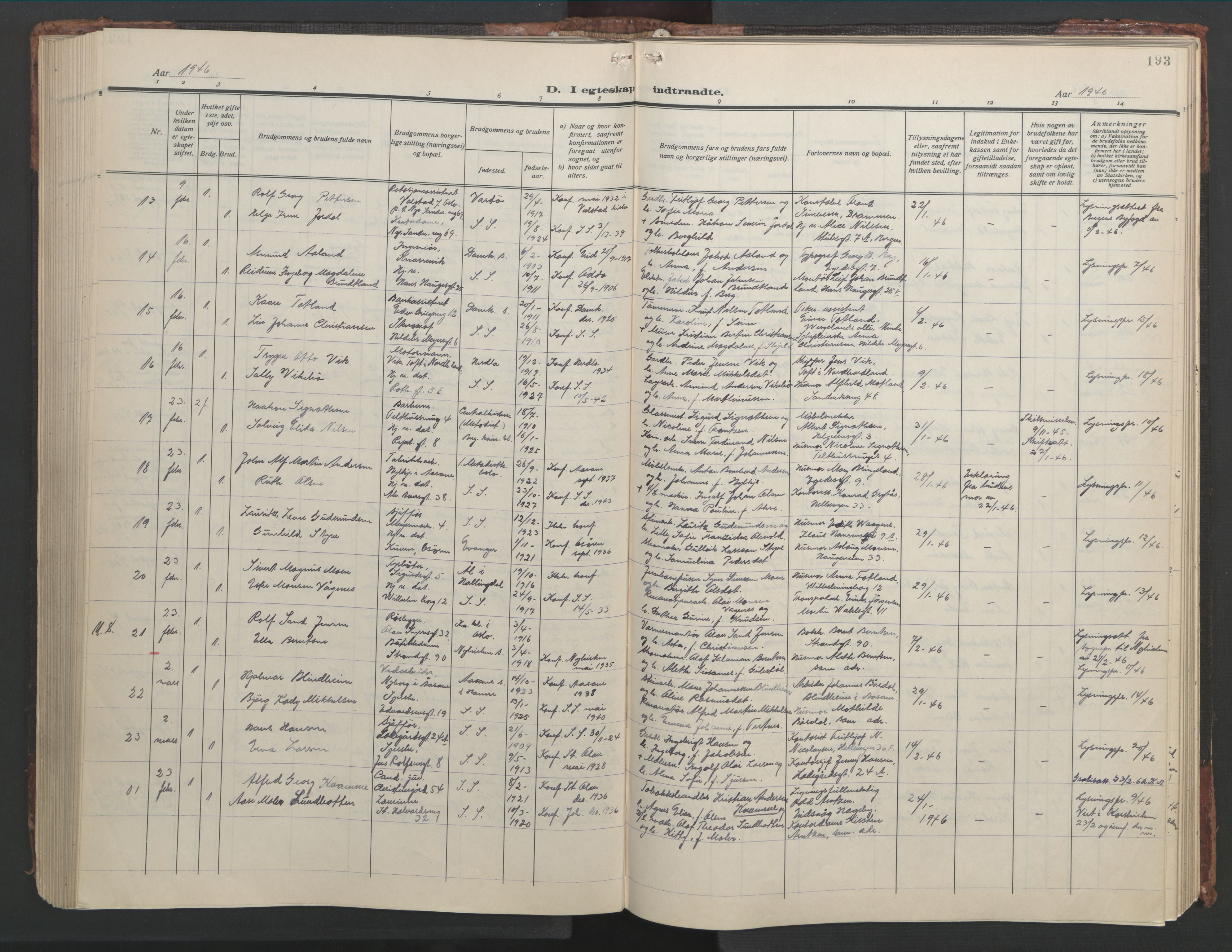 Sandviken Sokneprestembete, AV/SAB-A-77601/H/Hb/L0015: Parish register (copy) no. D 2, 1929-1953, p. 192b-193a