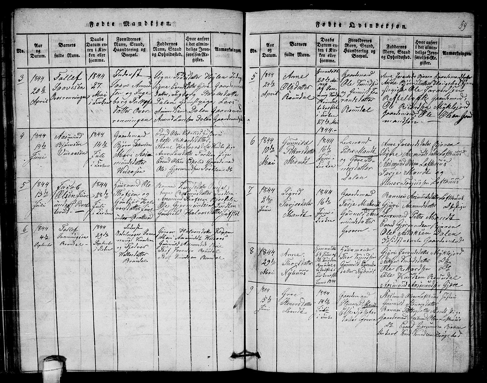 Lårdal kirkebøker, SAKO/A-284/G/Gb/L0001: Parish register (copy) no. II 1, 1815-1865, p. 59