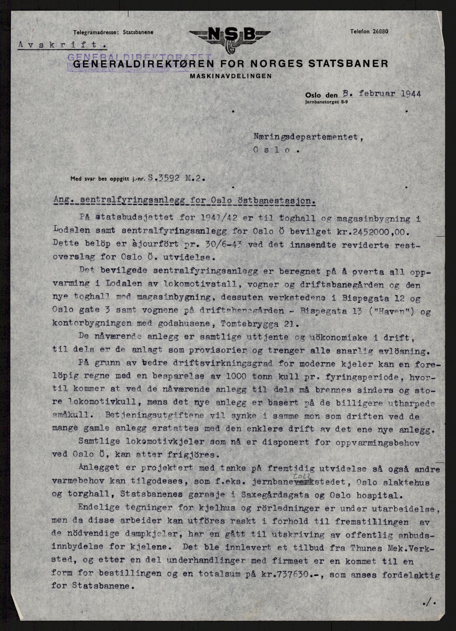 Direktoratet for industriforsyning, Sekretariatet, AV/RA-S-4153/D/Df/L0055: 9. Metallkontoret, 1940-1945, p. 89