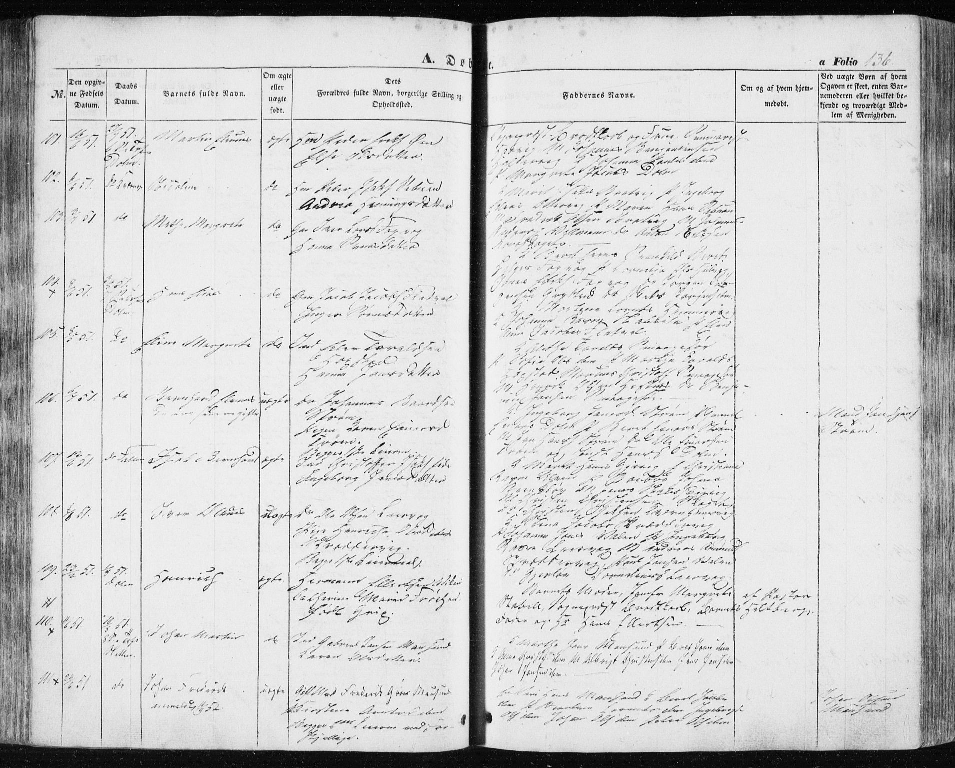 Ministerialprotokoller, klokkerbøker og fødselsregistre - Sør-Trøndelag, SAT/A-1456/634/L0529: Parish register (official) no. 634A05, 1843-1851, p. 136