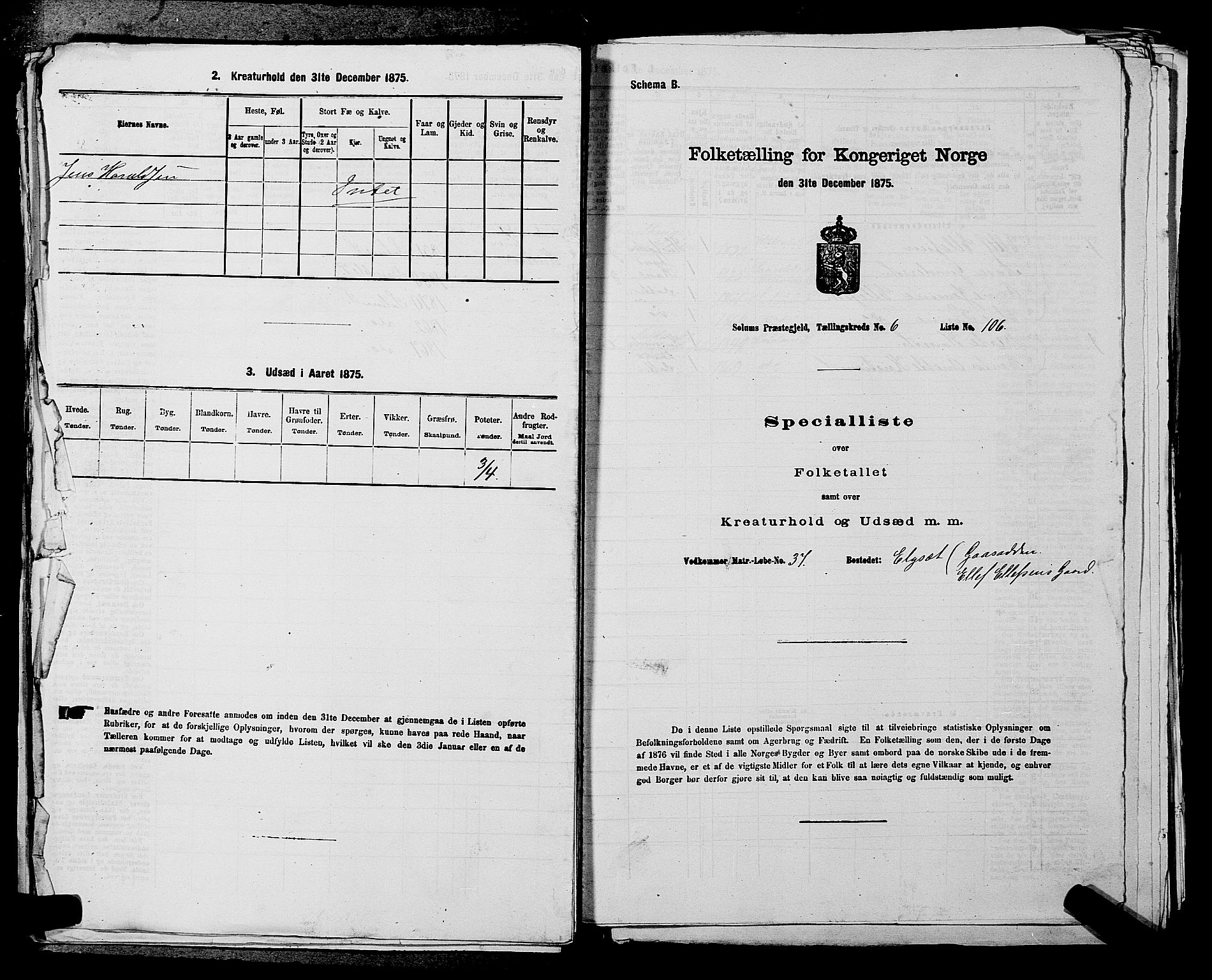 SAKO, 1875 census for 0818P Solum, 1875, p. 1208