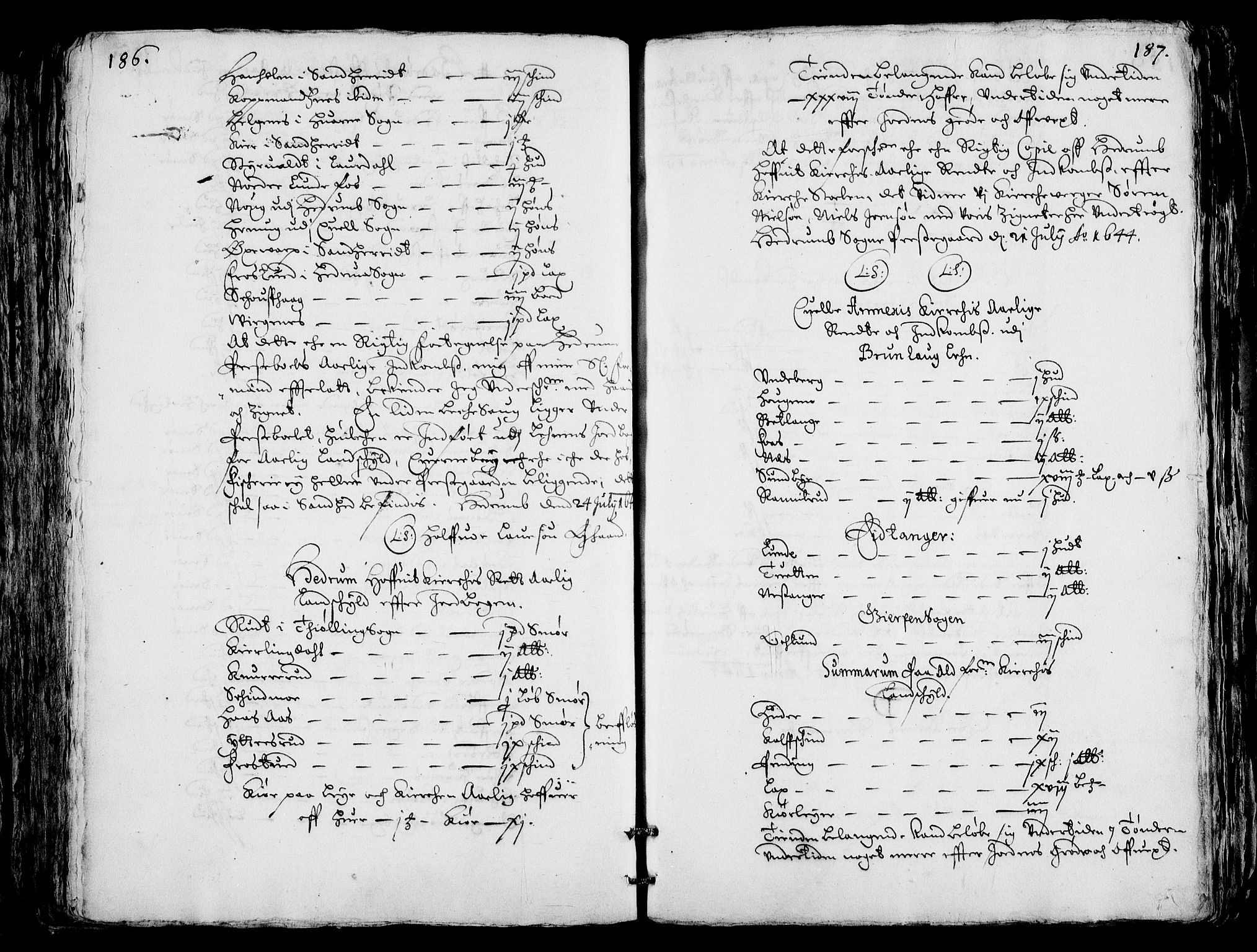 Rentekammeret inntil 1814, Realistisk ordnet avdeling, AV/RA-EA-4070/Fc/Fca/L0001/0004: [Ca I]  Akershus stift / Jordebok over kirkene og prestebolene i Oslo og Hamar stift, 1664, p. 186-187