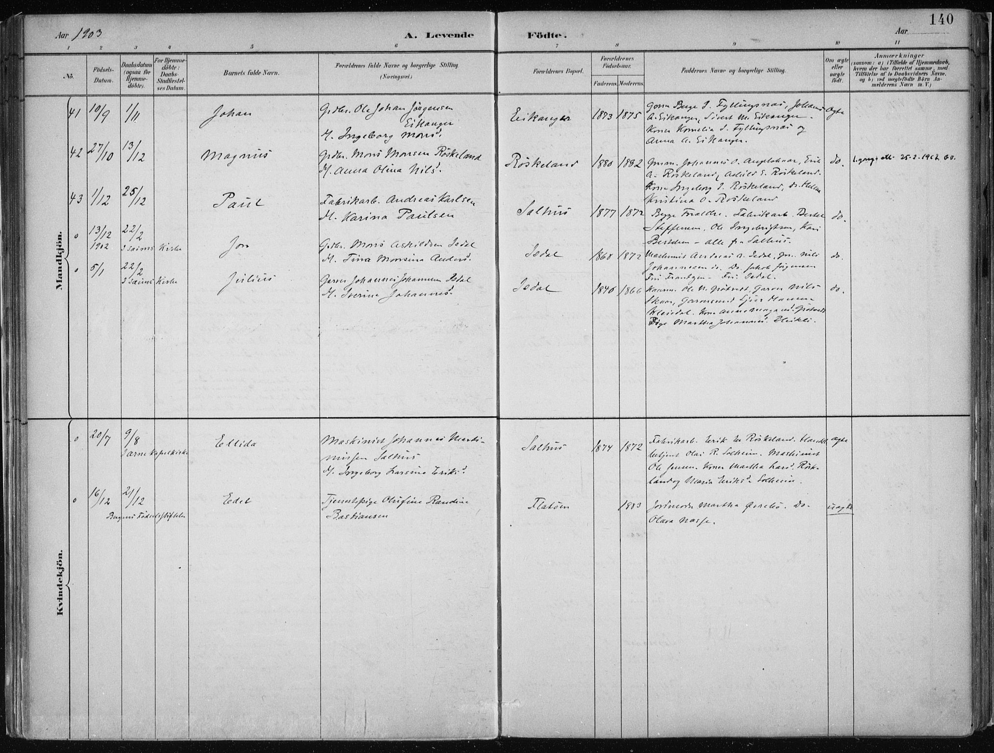 Hamre sokneprestembete, AV/SAB-A-75501/H/Ha/Haa/Haab/L0001: Parish register (official) no. B  1, 1882-1905, p. 140