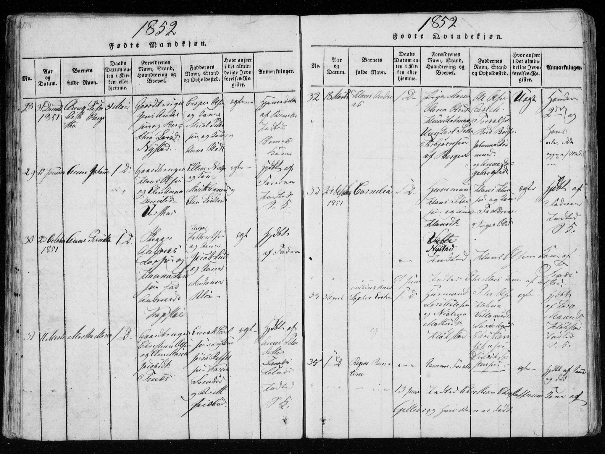 Ministerialprotokoller, klokkerbøker og fødselsregistre - Nordland, AV/SAT-A-1459/801/L0026: Parish register (copy) no. 801C01, 1820-1855, p. 128-129