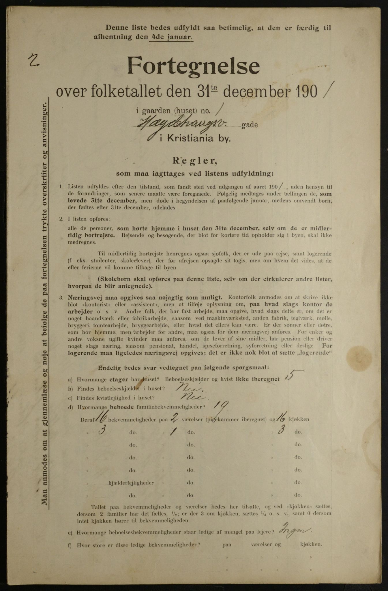 OBA, Municipal Census 1901 for Kristiania, 1901, p. 5736