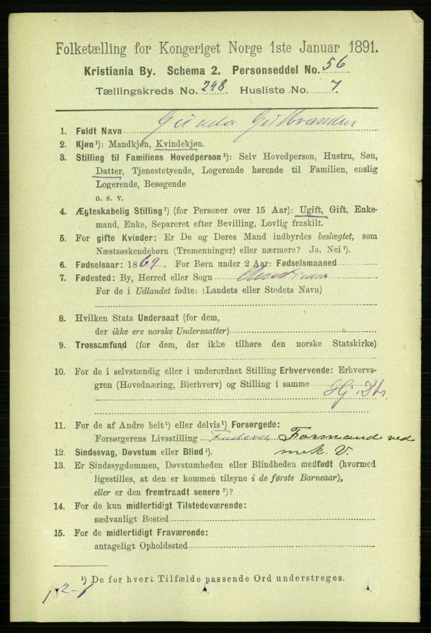 RA, 1891 census for 0301 Kristiania, 1891, p. 151355