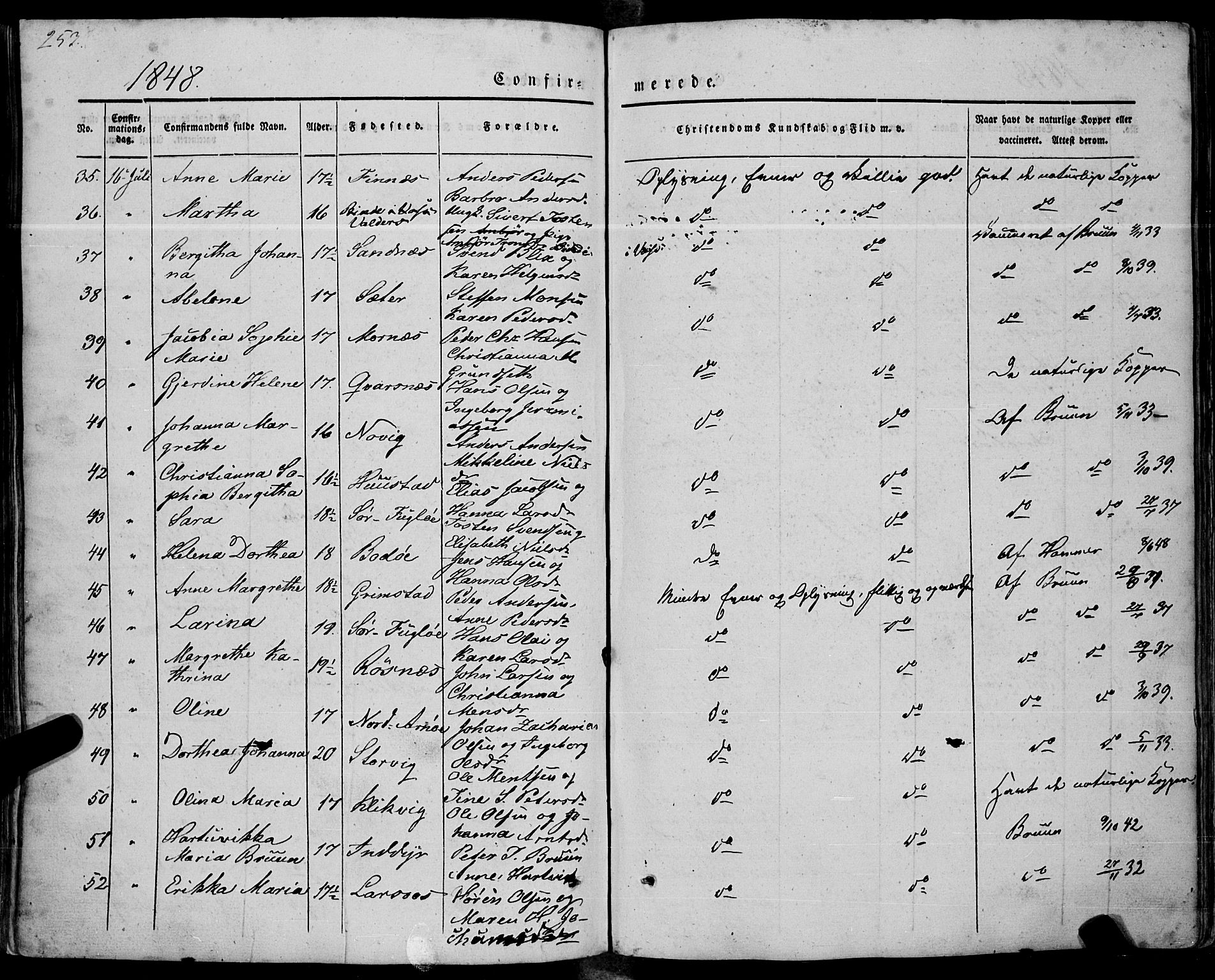 Ministerialprotokoller, klokkerbøker og fødselsregistre - Nordland, AV/SAT-A-1459/805/L0097: Parish register (official) no. 805A04, 1837-1861, p. 253