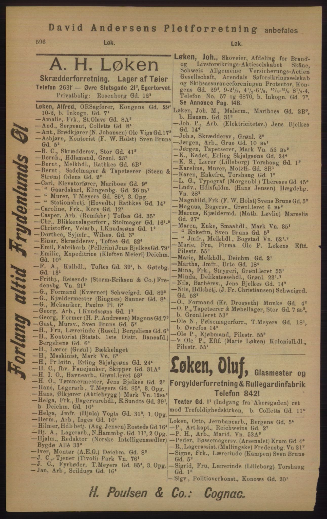 Kristiania/Oslo adressebok, PUBL/-, 1905, p. 596