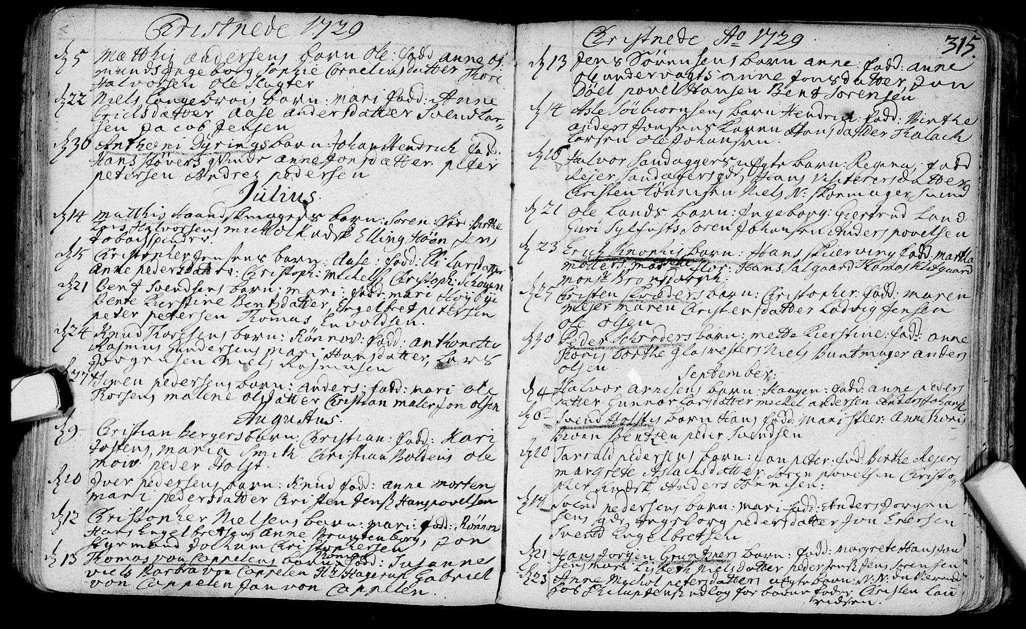 Bragernes kirkebøker, AV/SAKO-A-6/F/Fa/L0003: Parish register (official) no. I 3, 1706-1734, p. 315