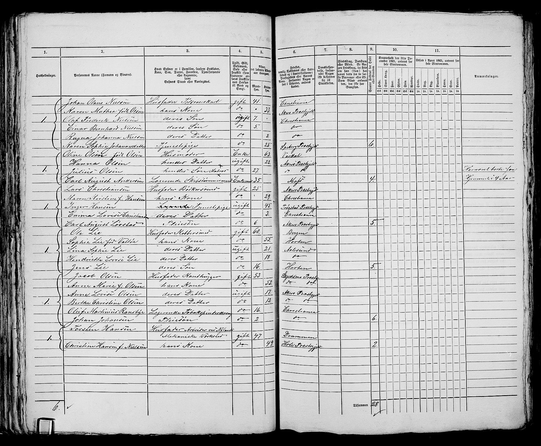 RA, 1865 census for Kristiania, 1865, p. 3239