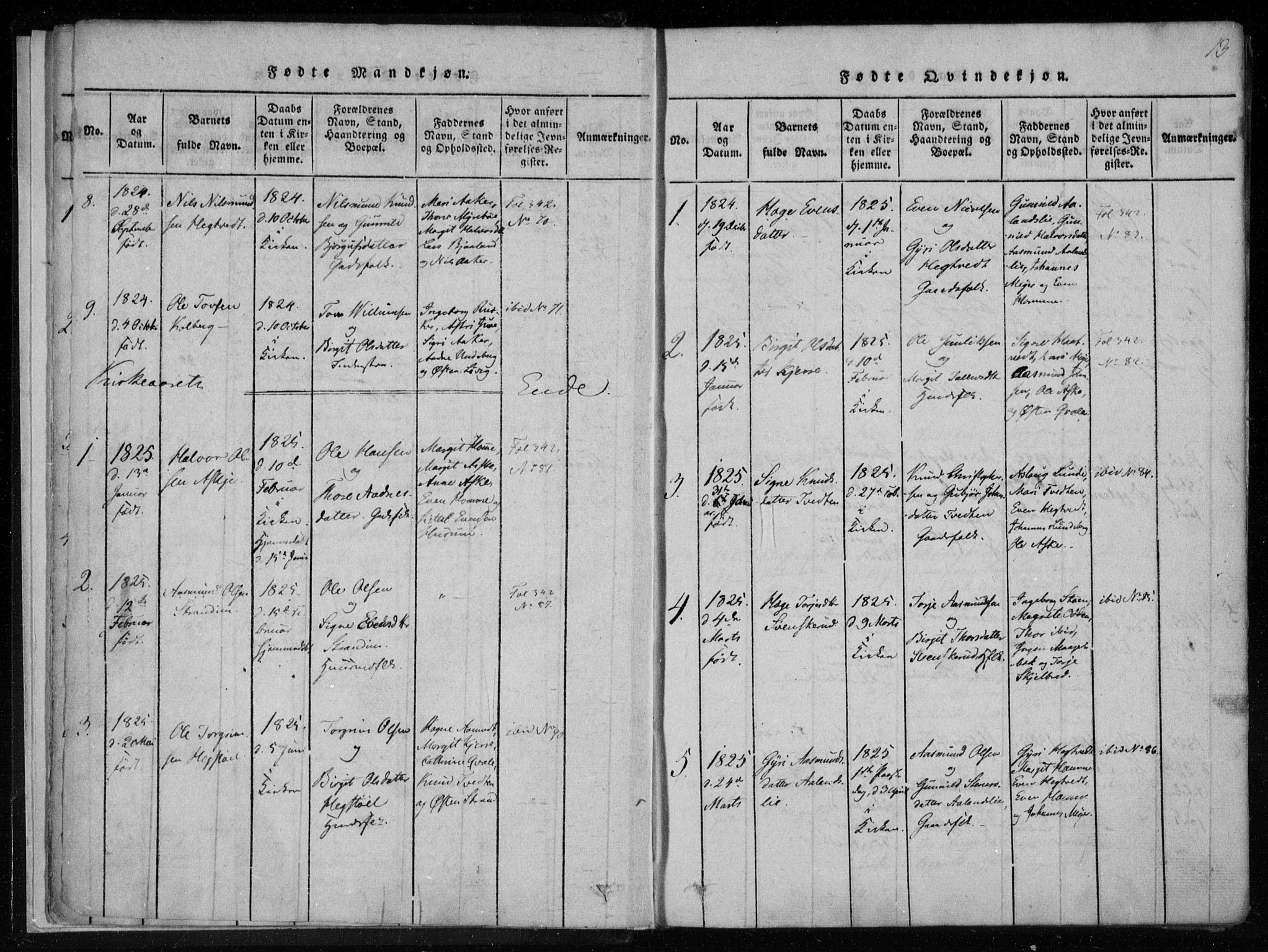 Lårdal kirkebøker, SAKO/A-284/F/Fa/L0005: Parish register (official) no. I 5, 1815-1860, p. 13