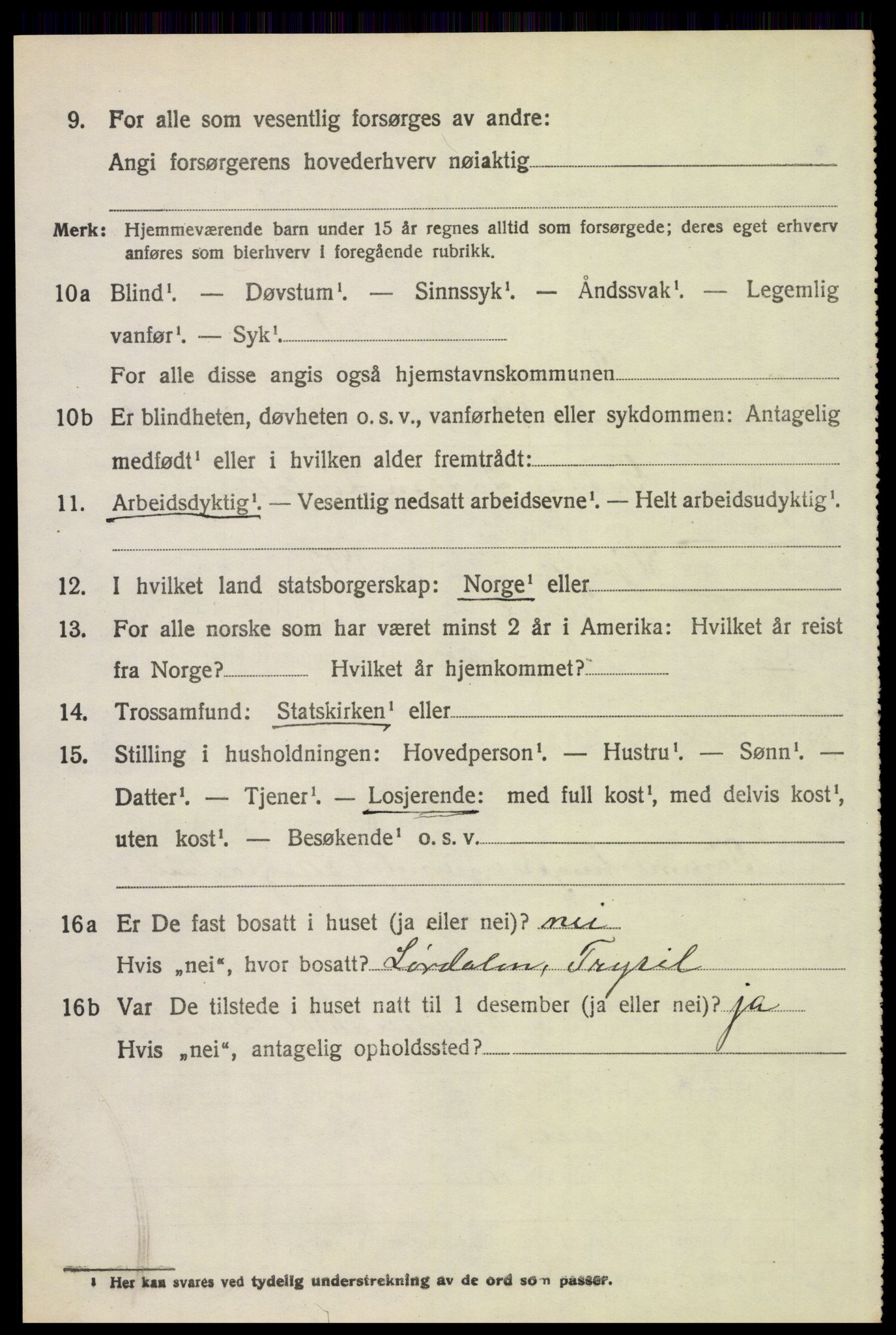 SAH, 1920 census for Trysil, 1920, p. 4518