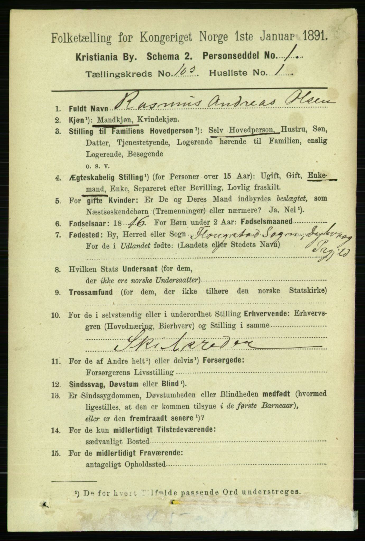 RA, 1891 census for 0301 Kristiania, 1891, p. 51419