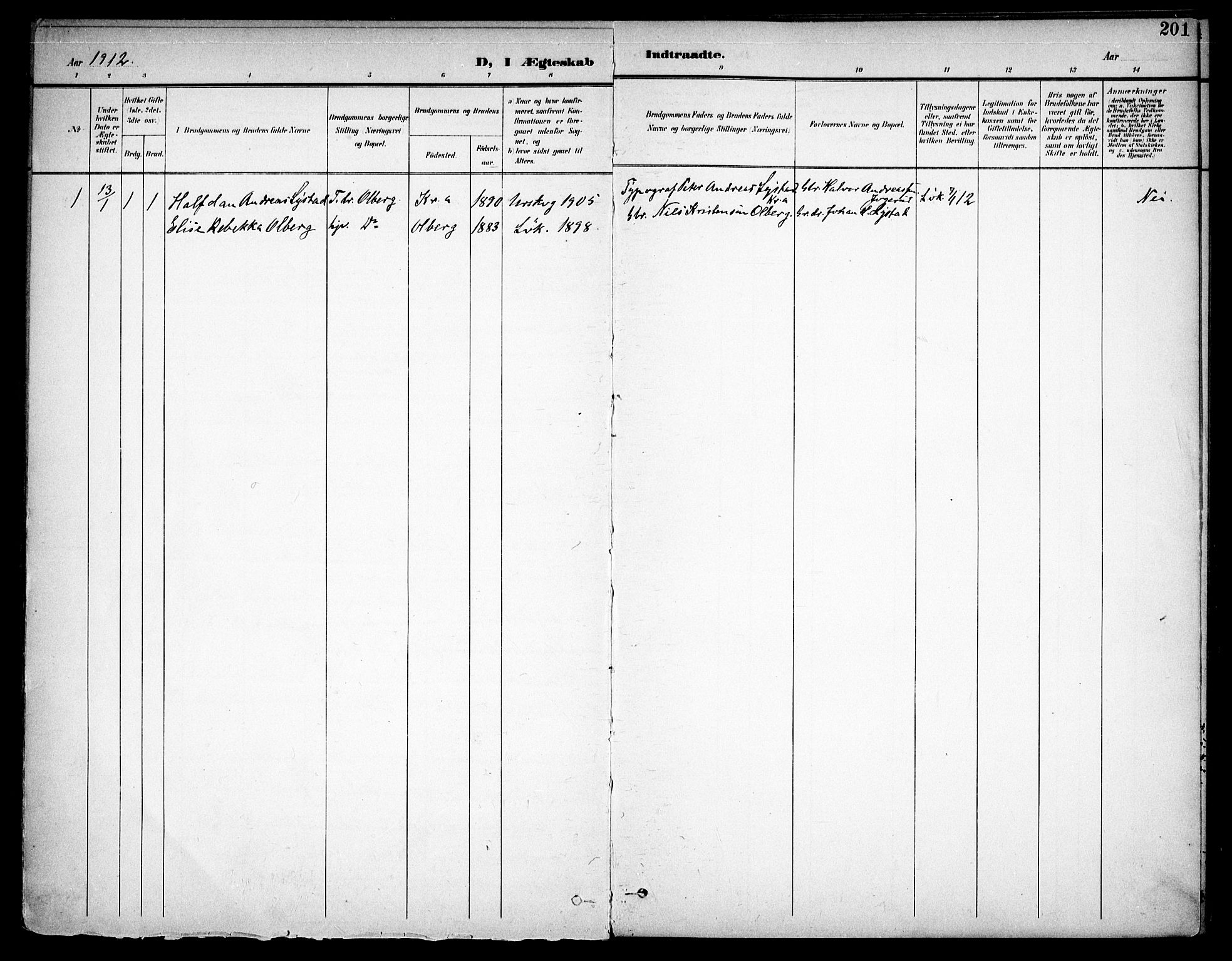 Høland prestekontor Kirkebøker, SAO/A-10346a/F/Fa/L0015: Parish register (official) no. I 15, 1897-1912, p. 201