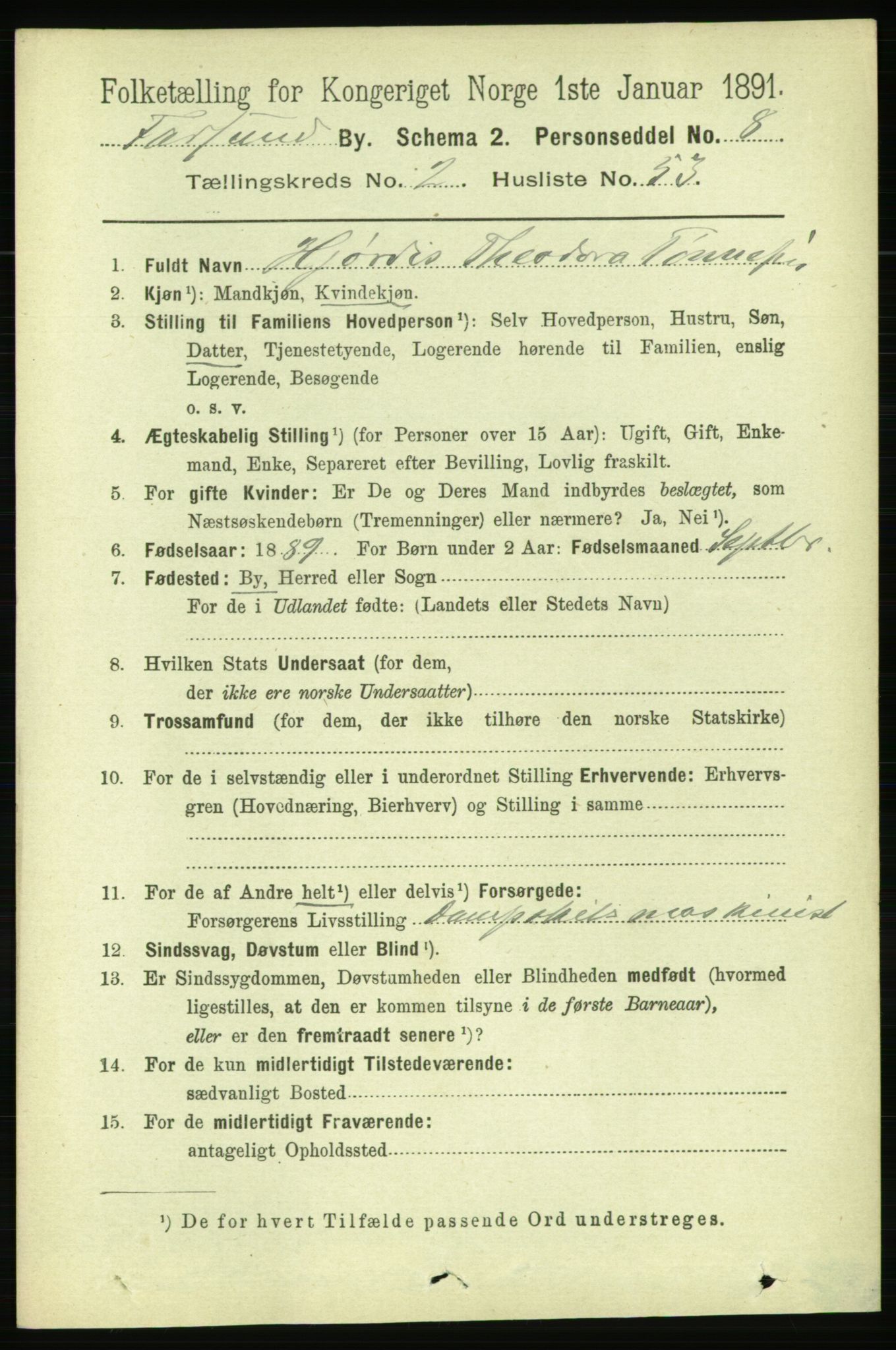 RA, 1891 census for 1003 Farsund, 1891, p. 1300
