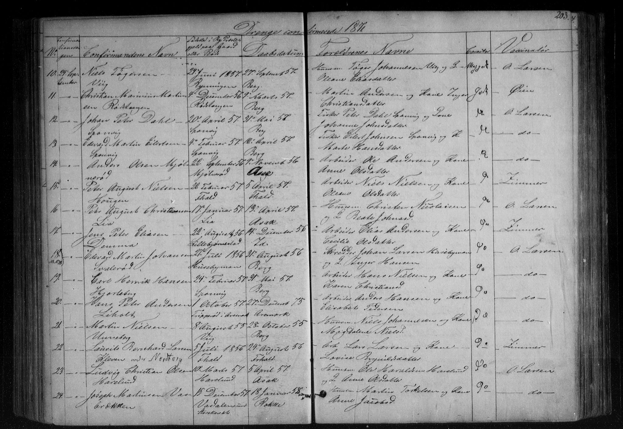 Berg prestekontor Kirkebøker, AV/SAO-A-10902/F/Fa/L0005: Parish register (official) no. I 5, 1861-1877, p. 203