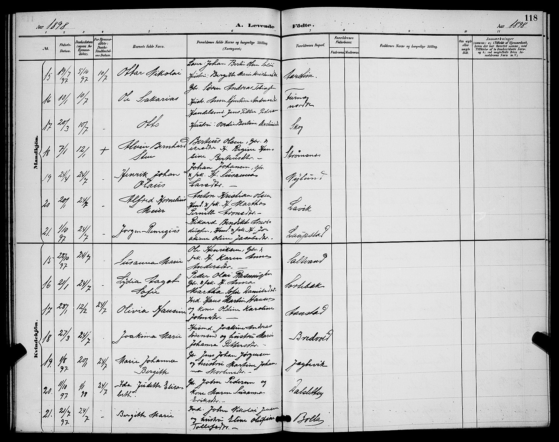 Ibestad sokneprestembete, SATØ/S-0077/H/Ha/Hab/L0008klokker: Parish register (copy) no. 8, 1890-1903, p. 118