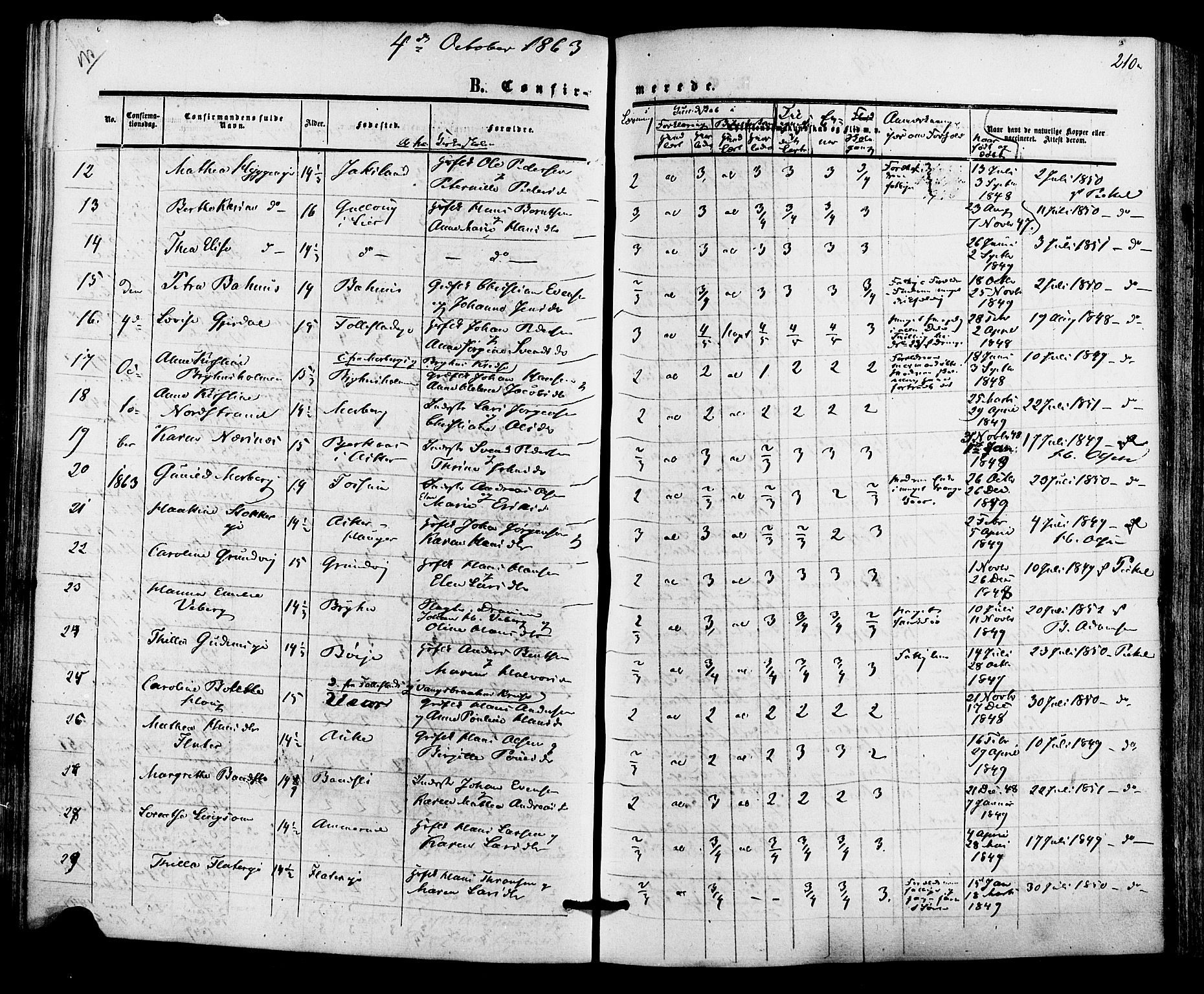Røyken kirkebøker, AV/SAKO-A-241/F/Fa/L0006: Parish register (official) no. 6, 1857-1875, p. 210