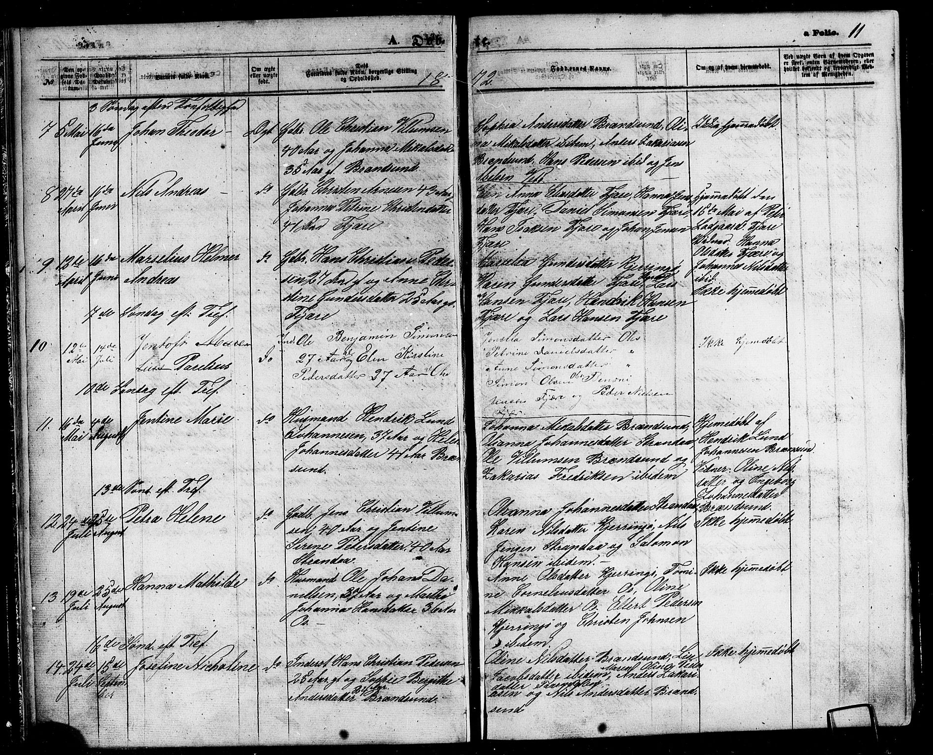 Ministerialprotokoller, klokkerbøker og fødselsregistre - Nordland, SAT/A-1459/803/L0075: Parish register (copy) no. 803C02, 1867-1881, p. 11