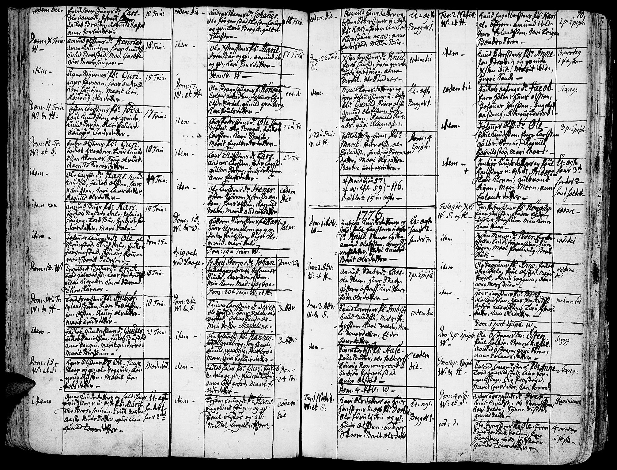 Vågå prestekontor, SAH/PREST-076/H/Ha/Haa/L0001: Parish register (official) no. 1, 1739-1810, p. 70
