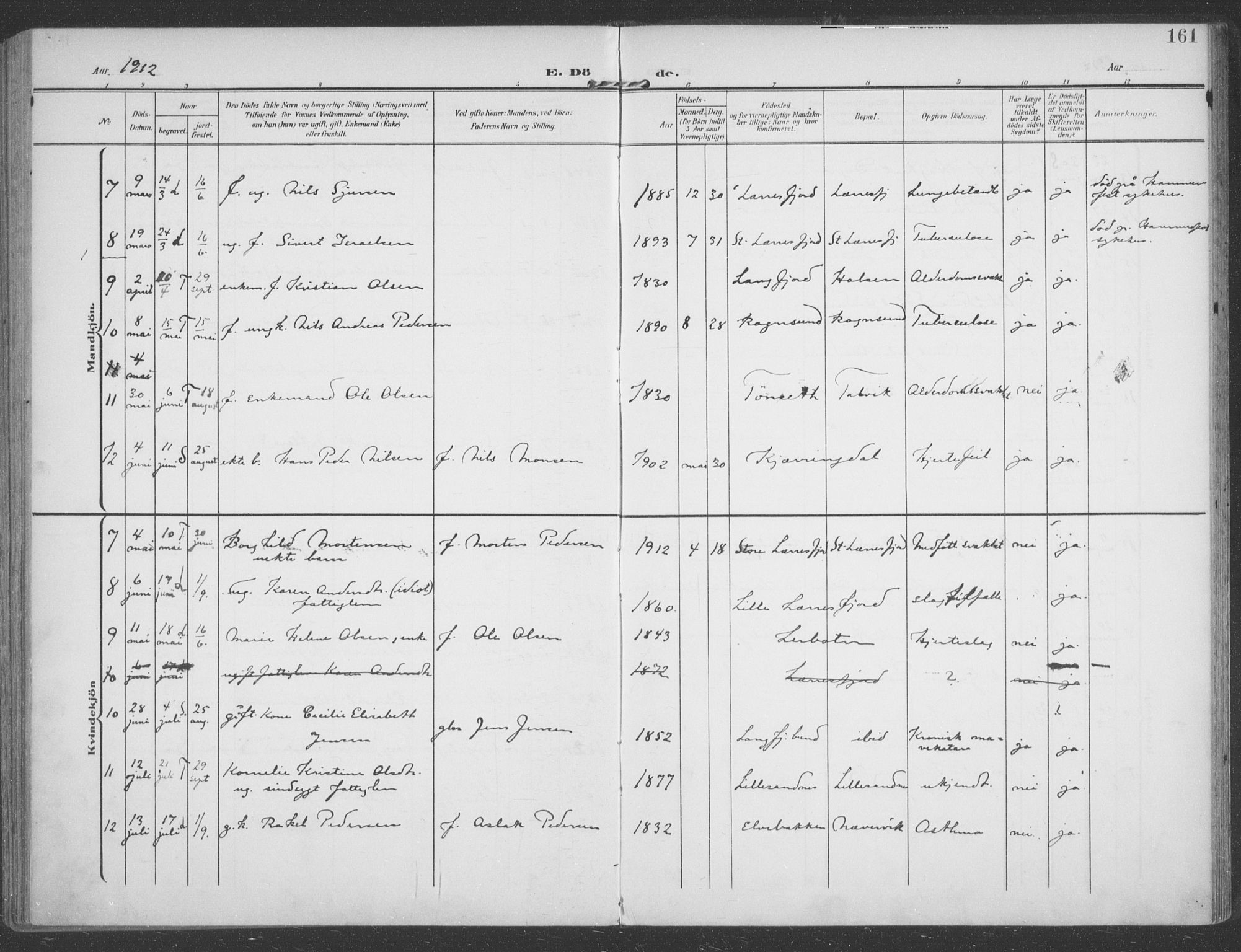 Talvik sokneprestkontor, SATØ/S-1337/H/Ha/L0017kirke: Parish register (official) no. 17, 1906-1915, p. 161