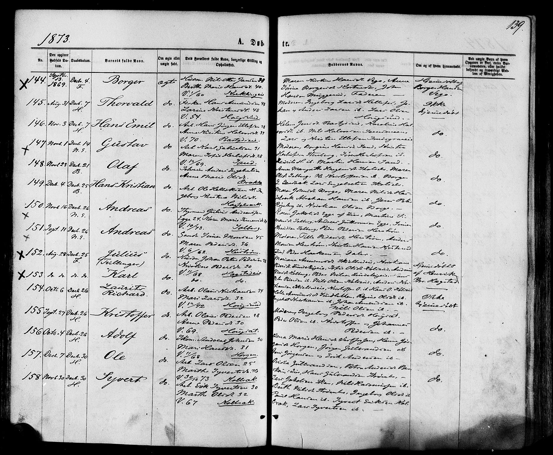 Eiker kirkebøker, AV/SAKO-A-4/F/Fa/L0017: Parish register (official) no. I 17, 1869-1877, p. 139