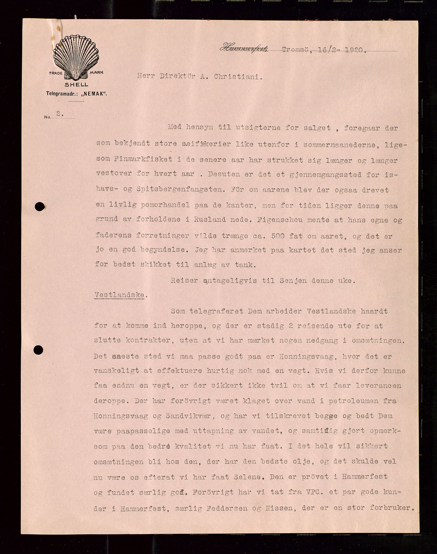 Pa 1521 - A/S Norske Shell, AV/SAST-A-101915/E/Ea/Eaa/L0010: Sjefskorrespondanse, 1920, p. 161