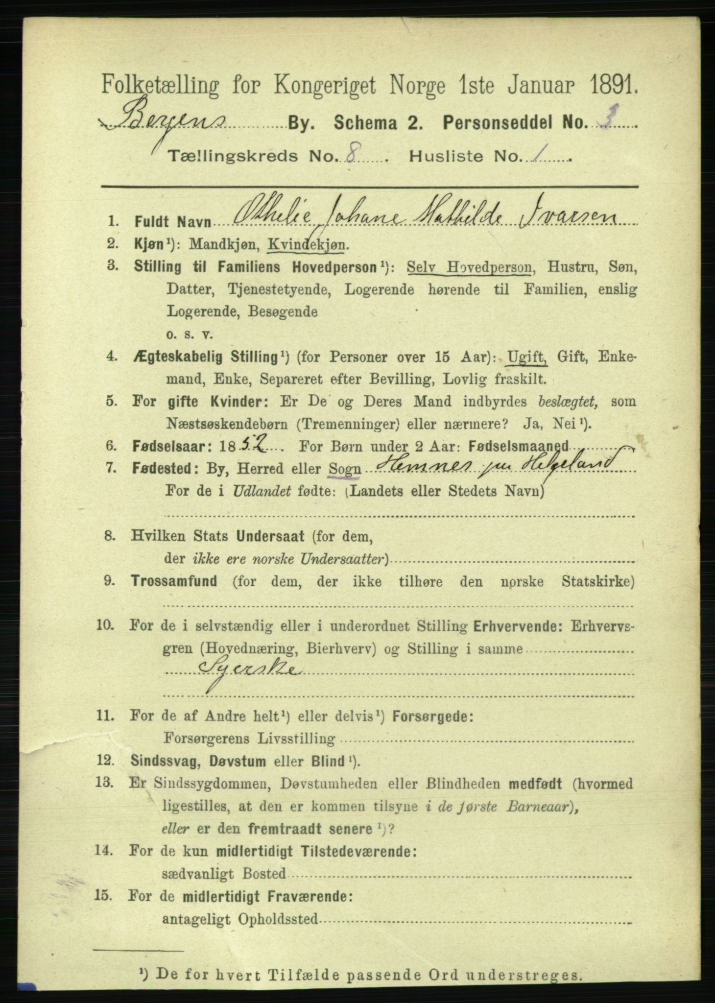 RA, 1891 Census for 1301 Bergen, 1891, p. 16556