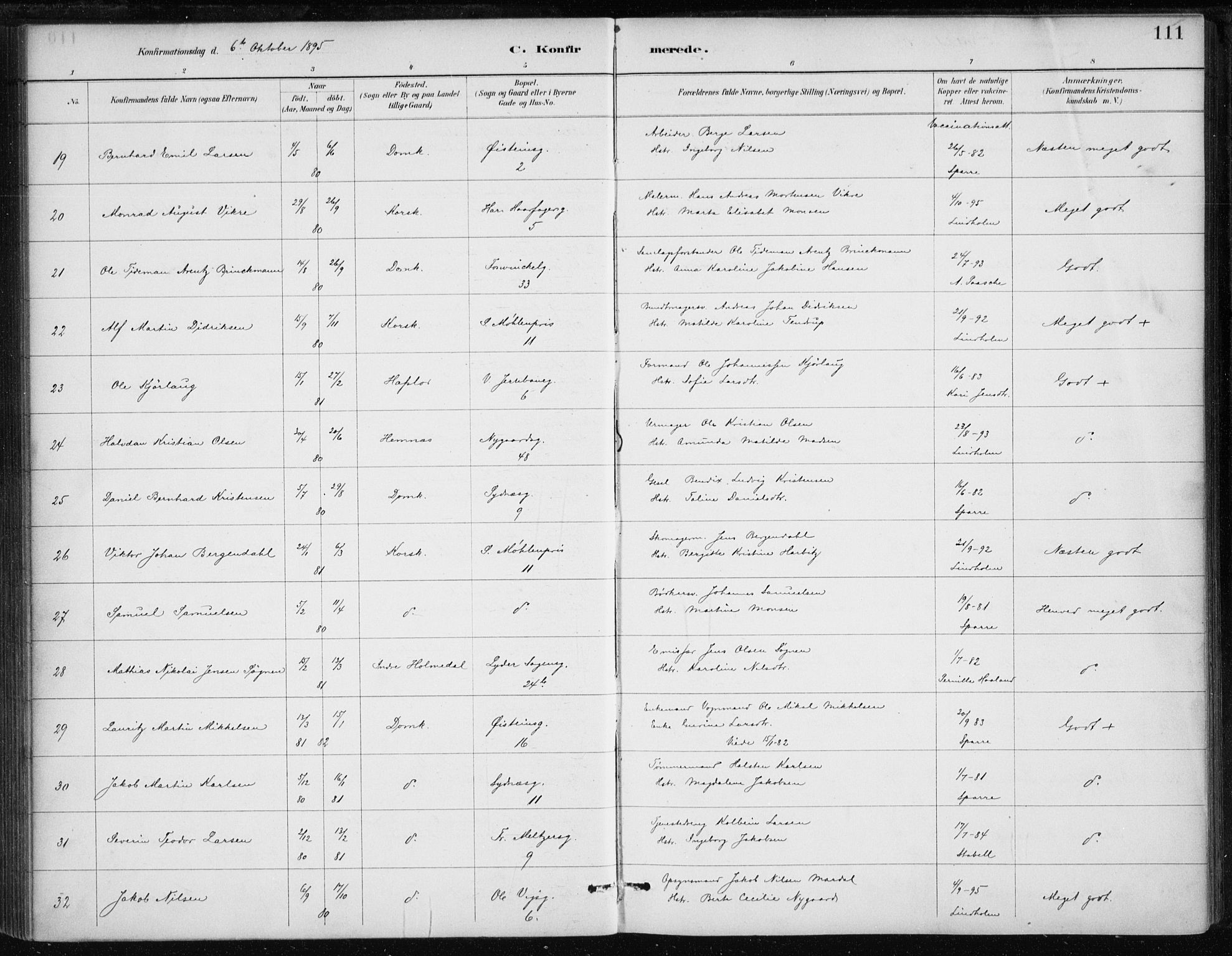 Johanneskirken sokneprestembete, AV/SAB-A-76001/H/Haa/L0008: Parish register (official) no. C 1, 1885-1907, p. 111