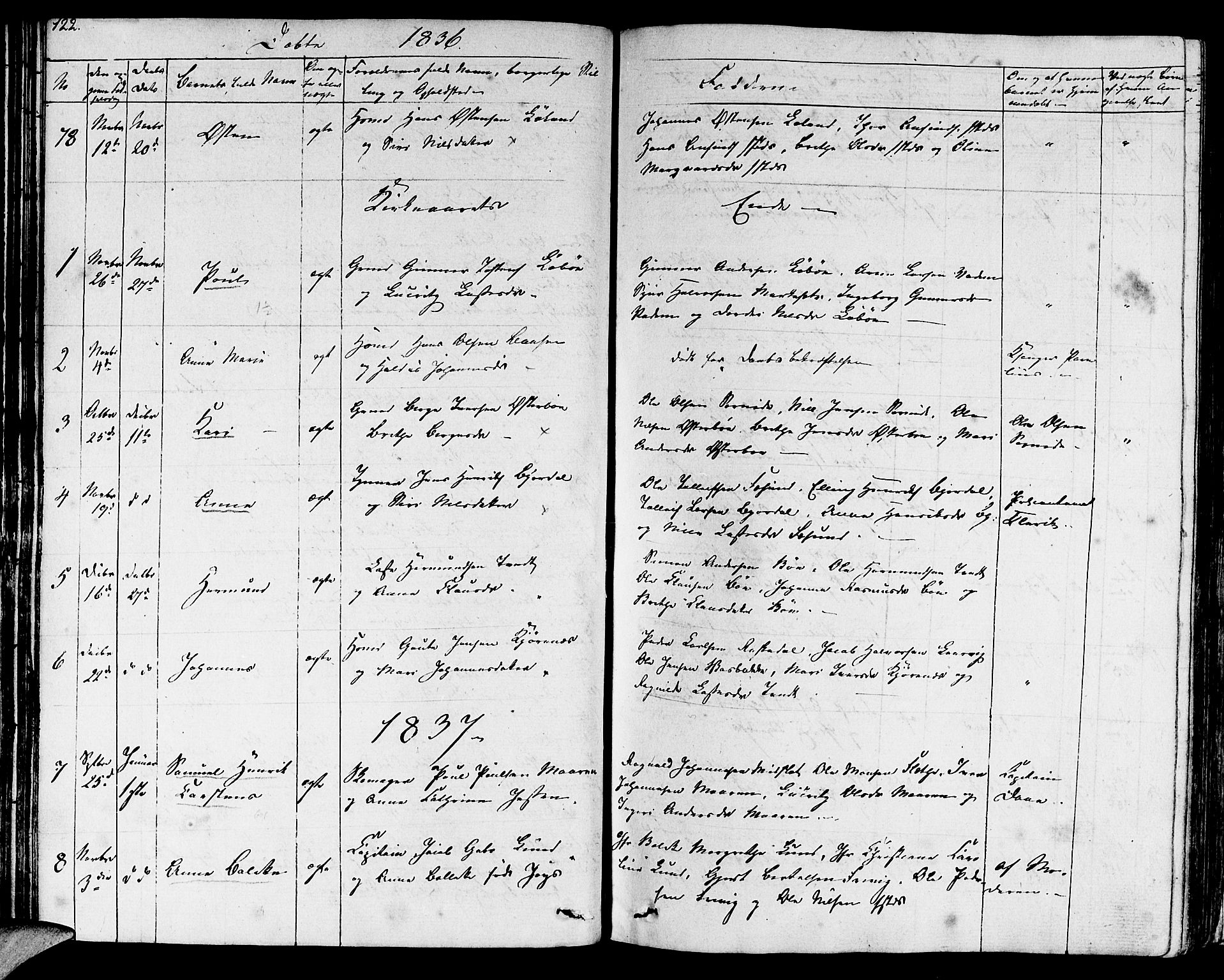 Lavik sokneprestembete, SAB/A-80901: Parish register (official) no. A 2I, 1821-1842, p. 122
