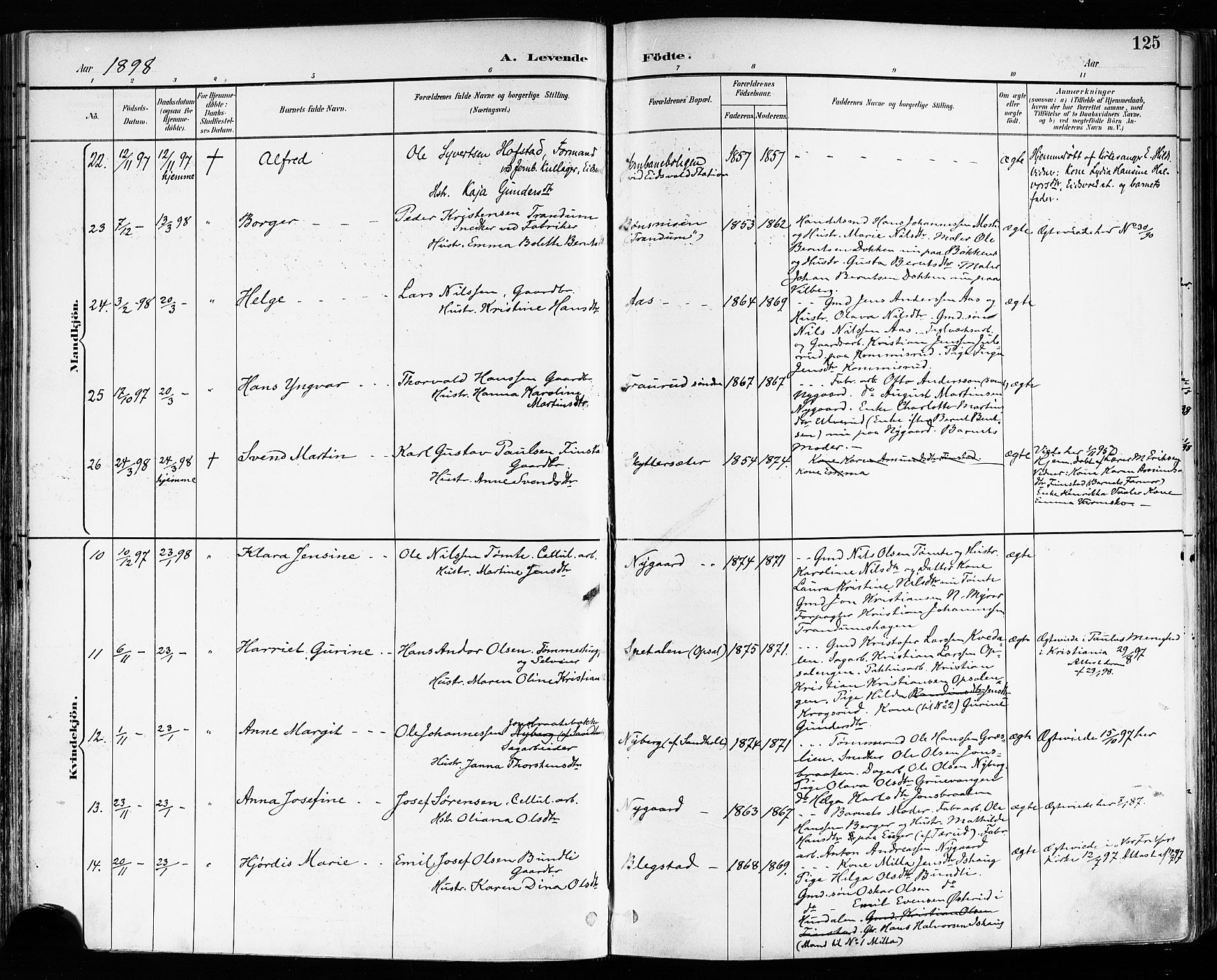 Eidsvoll prestekontor Kirkebøker, SAO/A-10888/F/Fa/L0004: Parish register (official) no. I 4, 1891-1900, p. 125