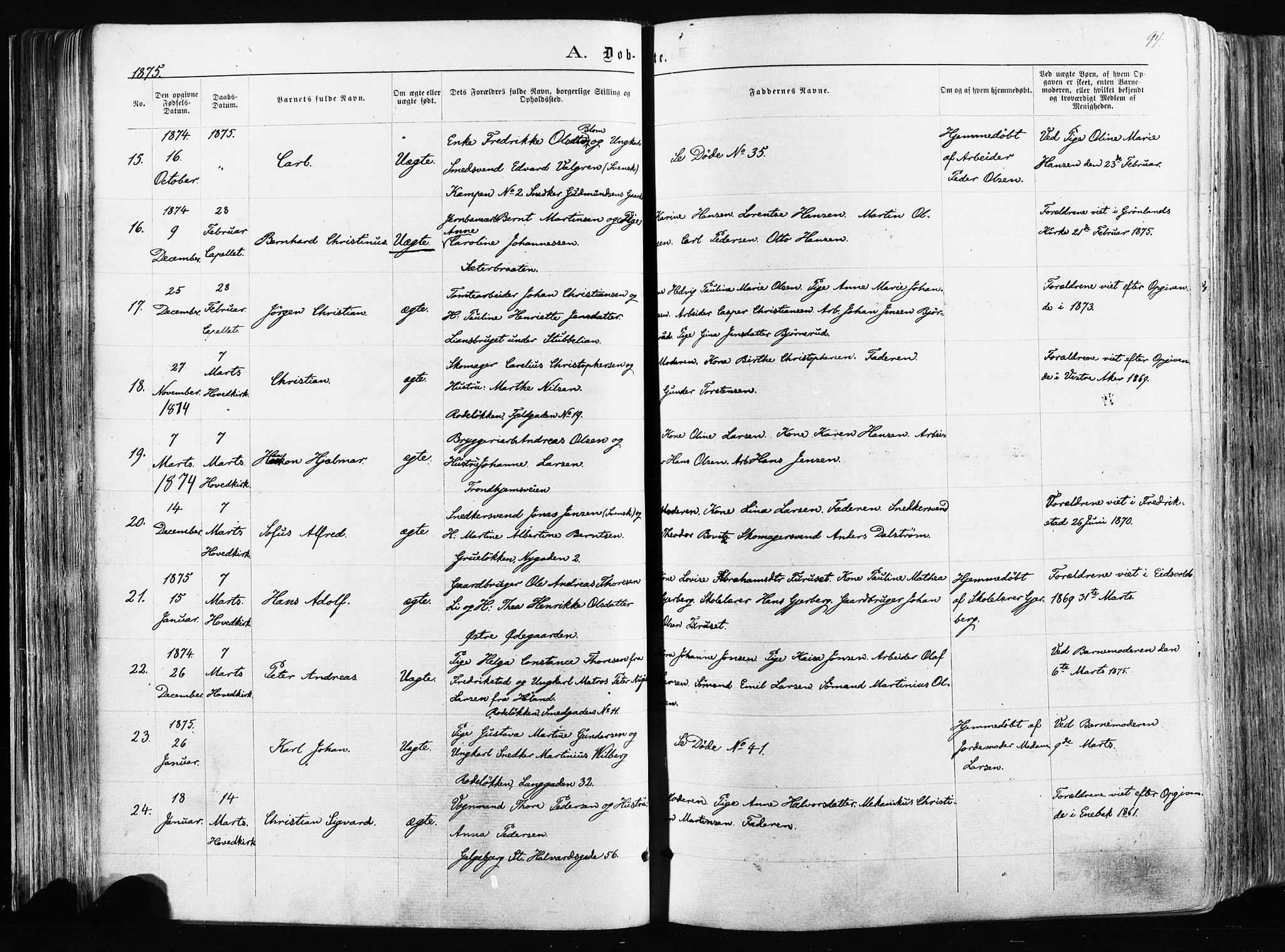 Østre Aker prestekontor Kirkebøker, AV/SAO-A-10840/F/Fa/L0003: Parish register (official) no. I 3, 1869-1875, p. 94