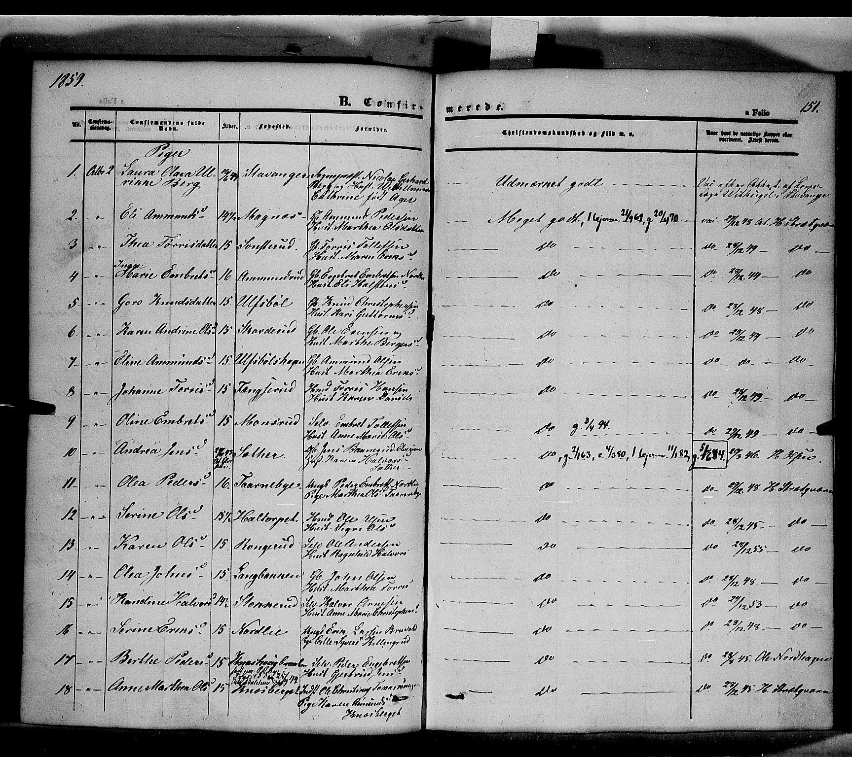 Våler prestekontor, Hedmark, AV/SAH-PREST-040/H/Ha/Haa/L0001: Parish register (official) no. 1, 1849-1878, p. 151