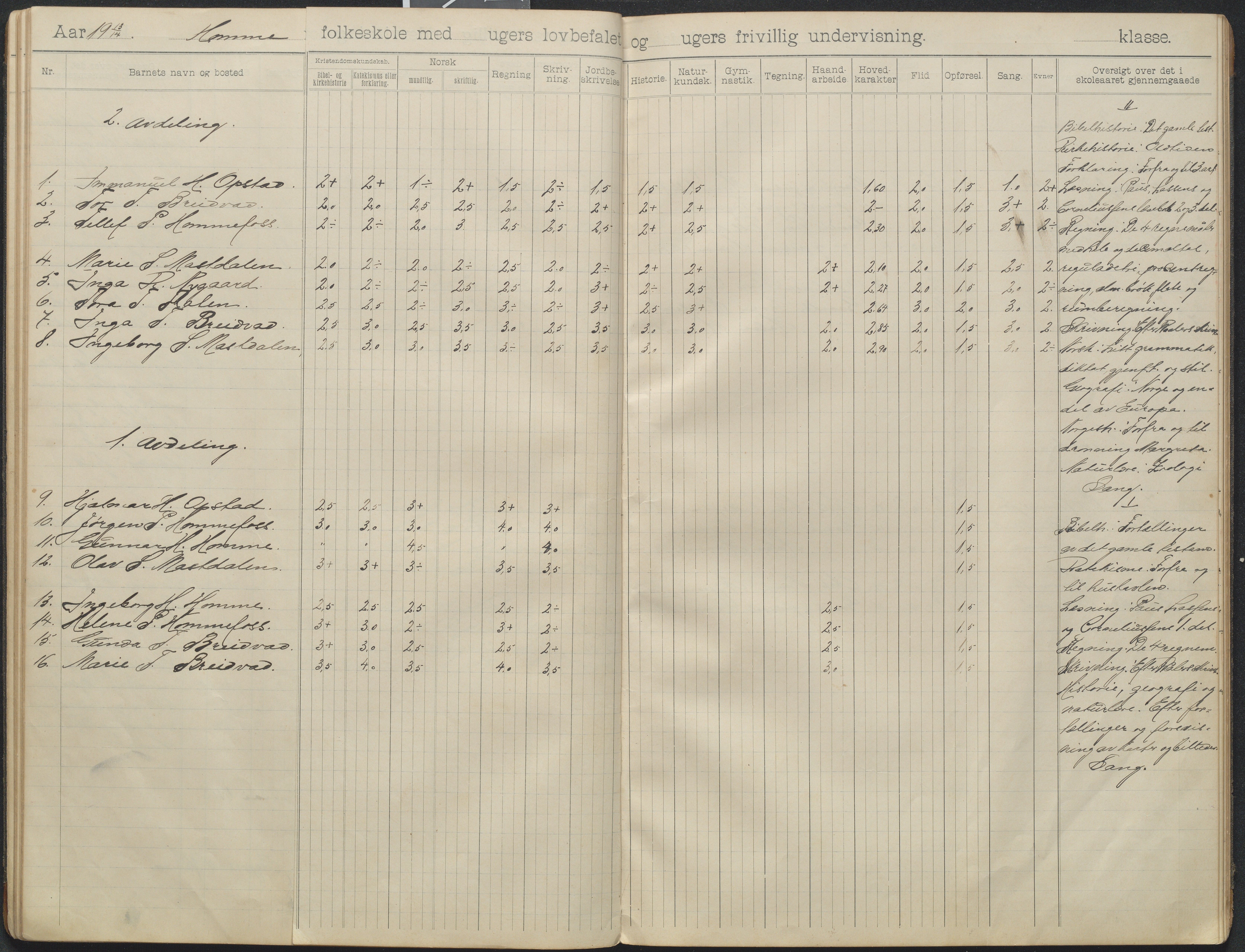 Søndeled kommune, AAKS/KA0913-PK/1/05/05f/L0045: Skoleprotokoll (Homme), 1901-1916