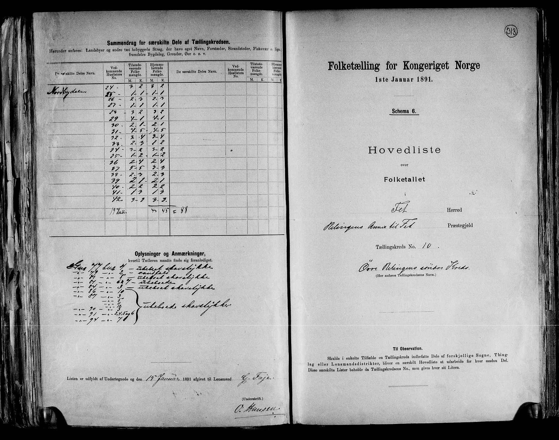 RA, 1891 census for 0227 Fet, 1891, p. 23