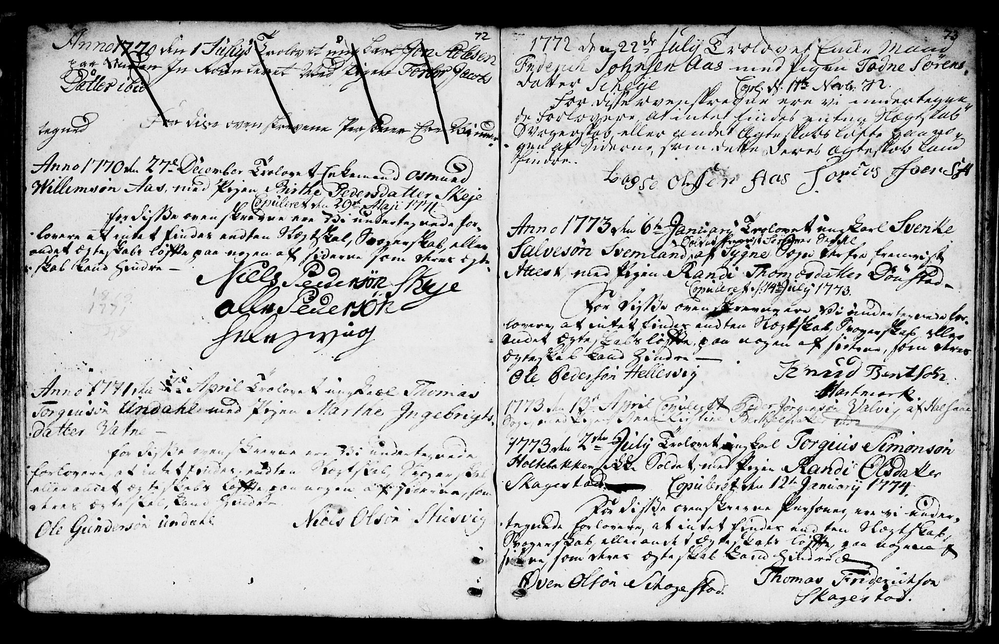 Mandal sokneprestkontor, SAK/1111-0030/F/Fa/Fab/L0002: Parish register (official) no. A 2, 1753-1801, p. 72-73