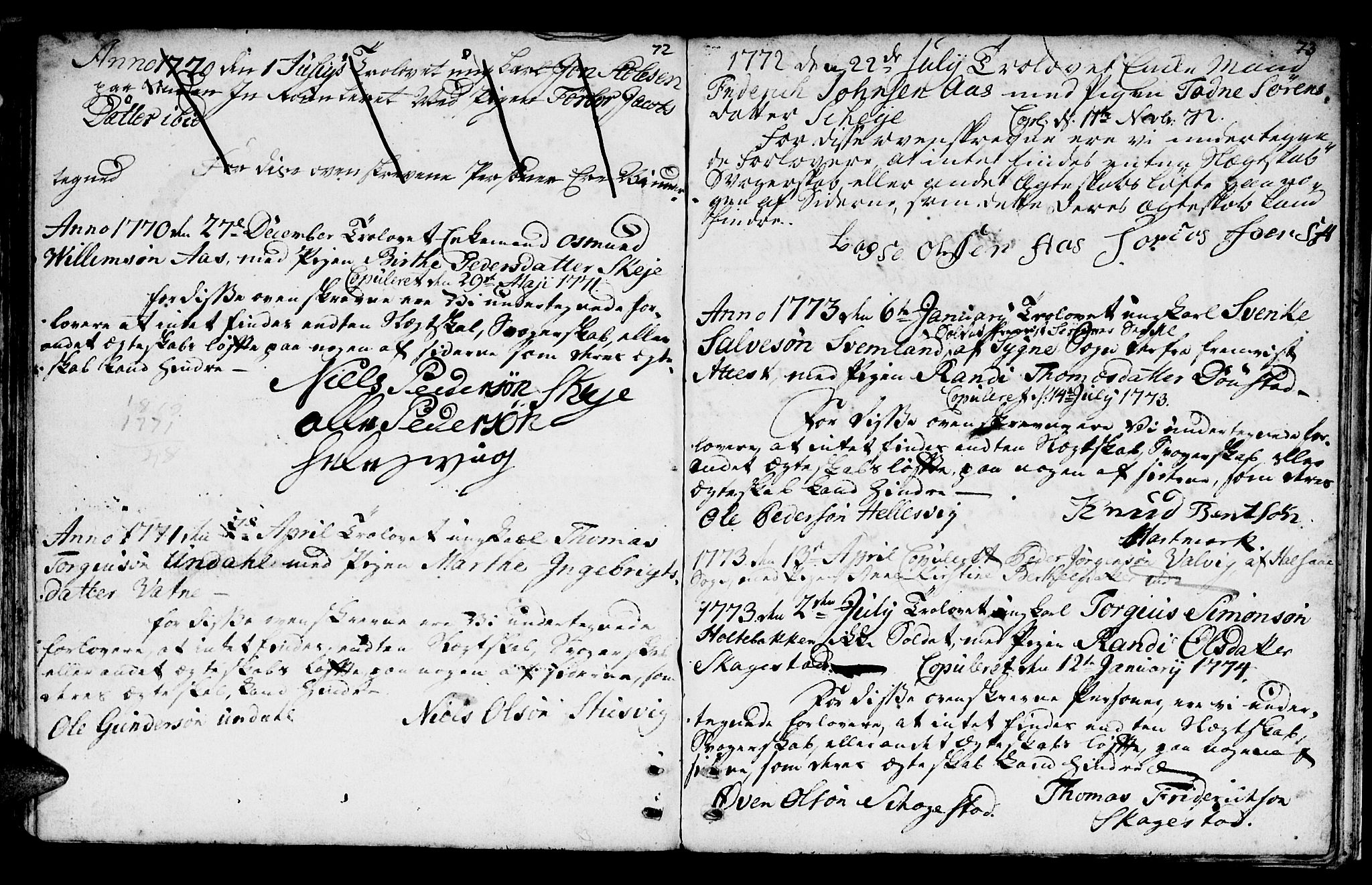 Mandal sokneprestkontor, AV/SAK-1111-0030/F/Fa/Fab/L0002: Parish register (official) no. A 2, 1753-1801, p. 72-73